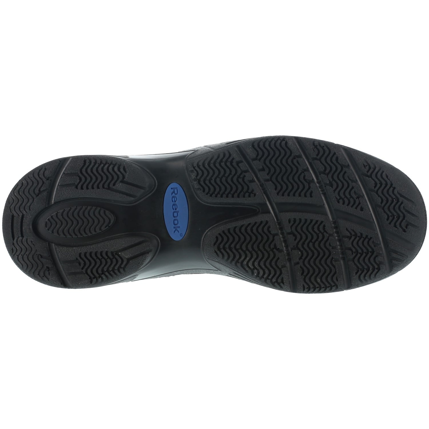 Reebok Work Postal Express Approved Men's Soft Toe Mid-Shoe U.S.A Made - Black - Outsole View