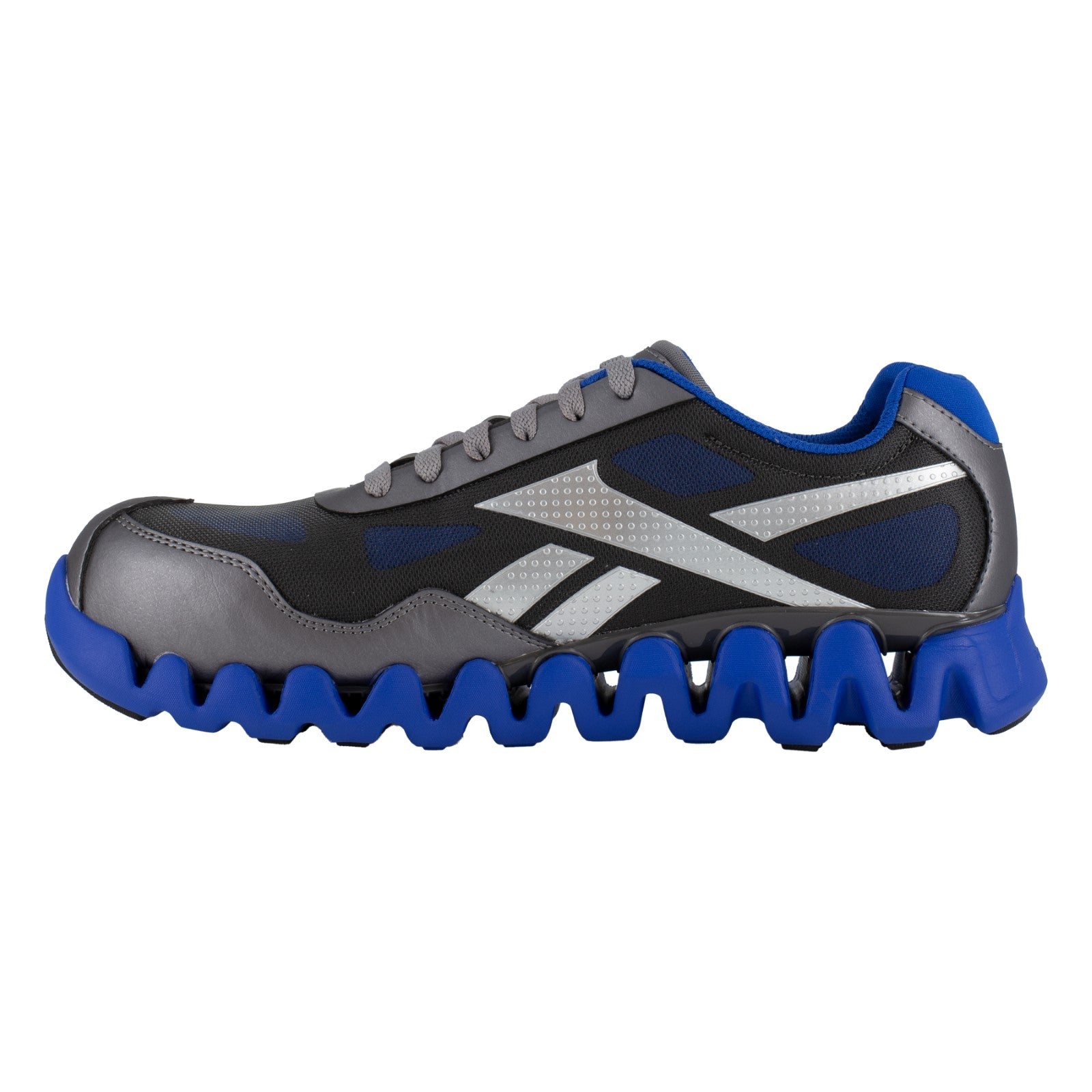Reebok Work Men's Zig Pulse Work EH Comp Toe Athletic Work Shoe - Grey/Blue - Side View