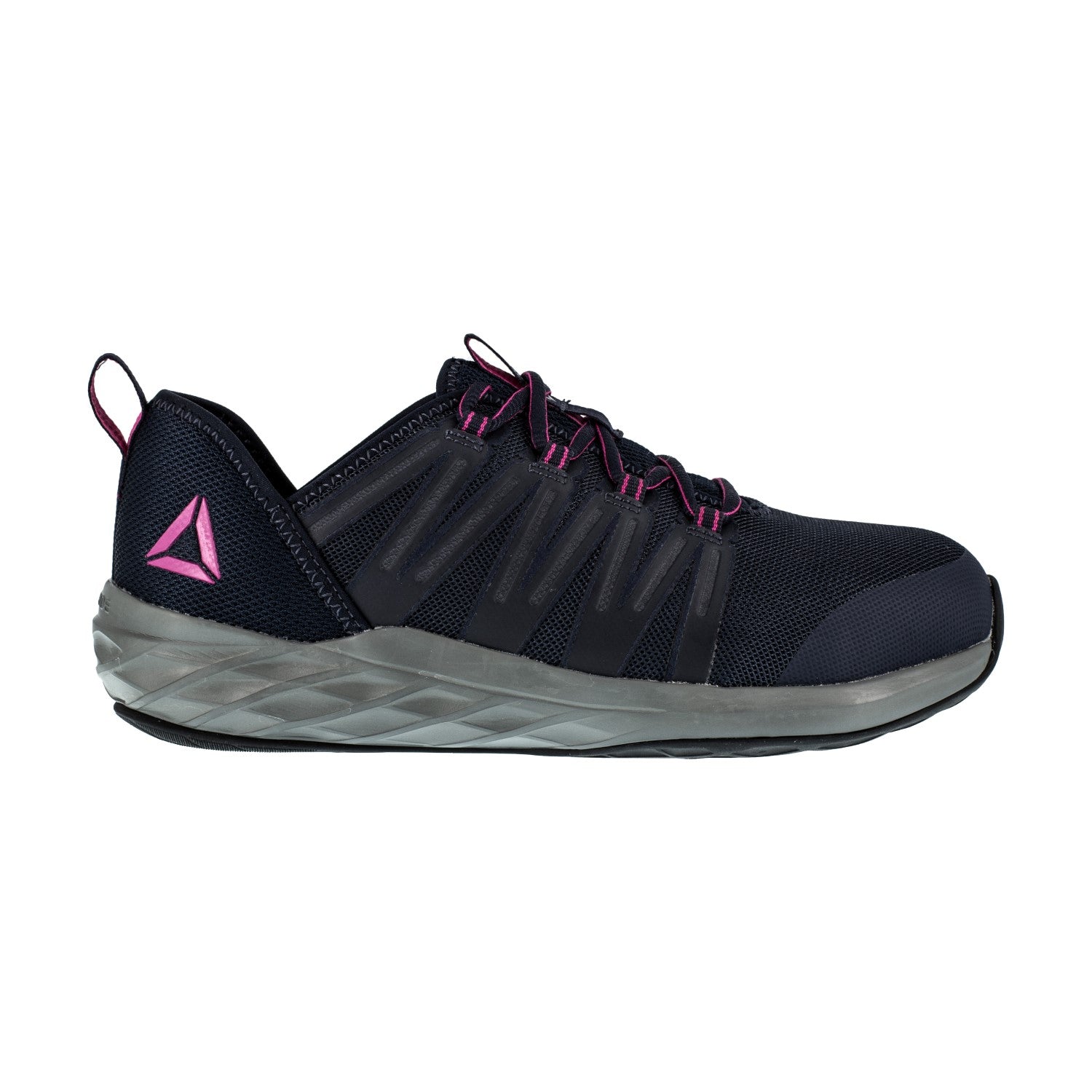 Reebok Work Women's Astroride Steel Toe Static Dissipative Athletic Shoe - Dark Navy and Purple - Side View