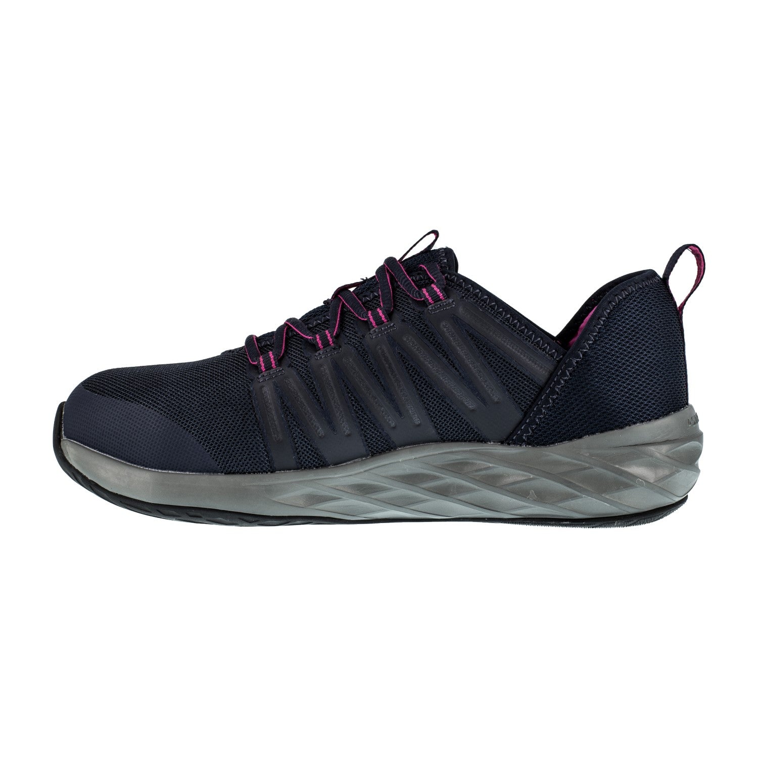 Reebok Work Women's Astroride Steel Toe Static Dissipative Athletic Shoe - Dark Navy and Purple - Side View