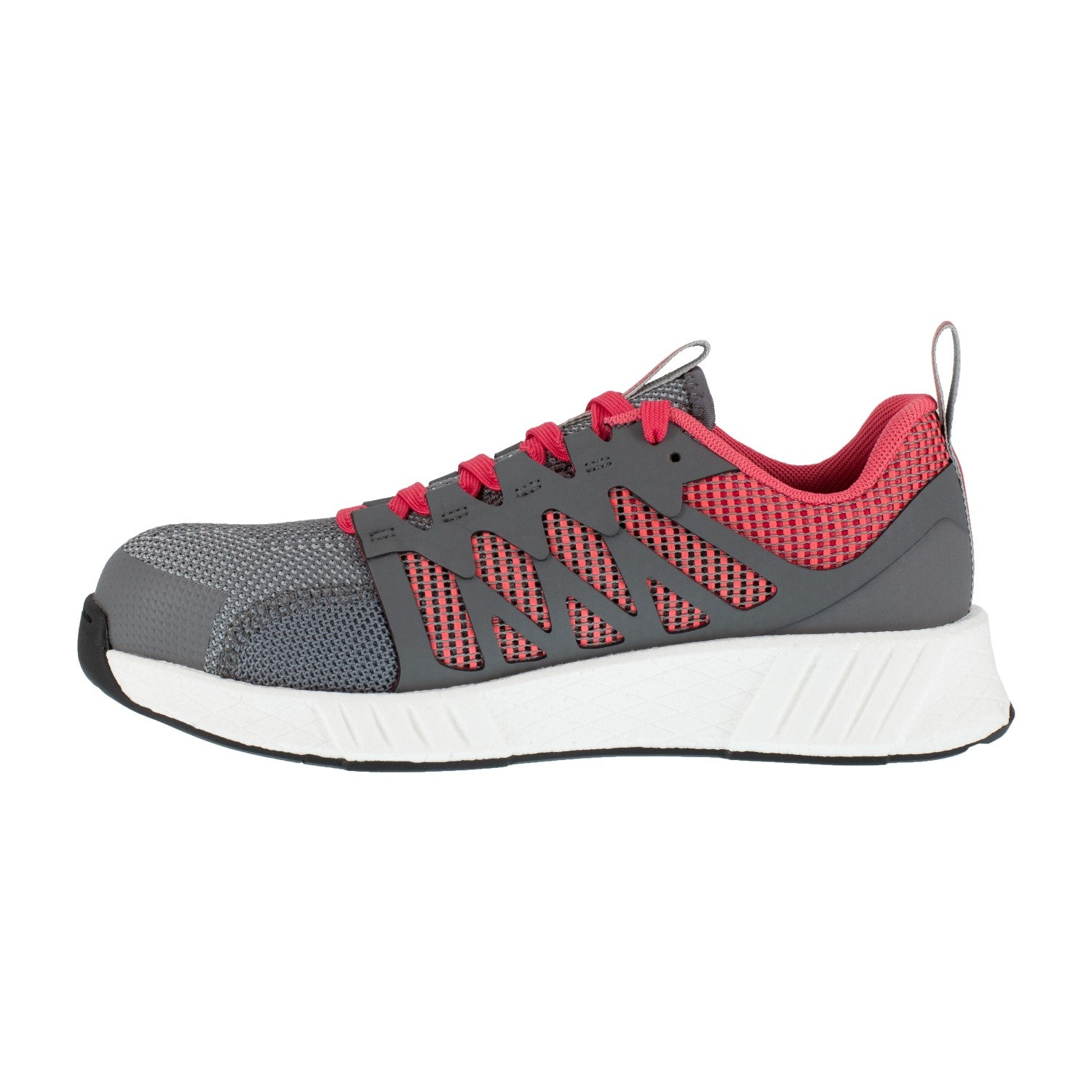 Reebok Work Women's Fusion Flexweave Work SD Comp Toe Shoe - Grey and Red - Side View