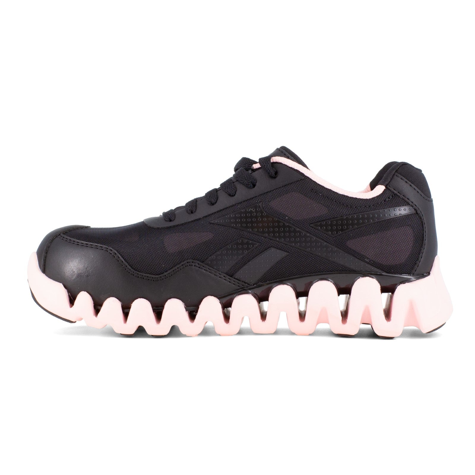 Reebok Work Women's Zip Pulse Work EH Comp Toe Athletic Work Shoe - Black/Pink - Side View