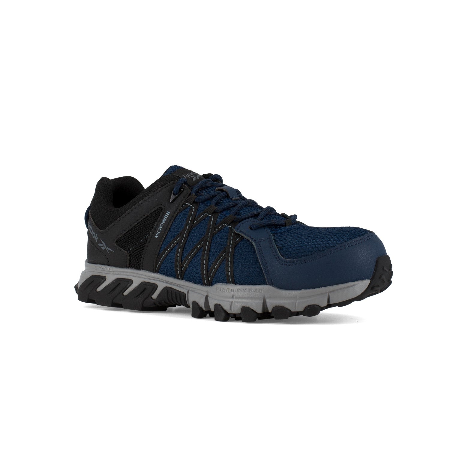 Reebok Work Men's Trailgrip Work Comp Toe EH Shoe - Navy/Black/Grey - Profile View