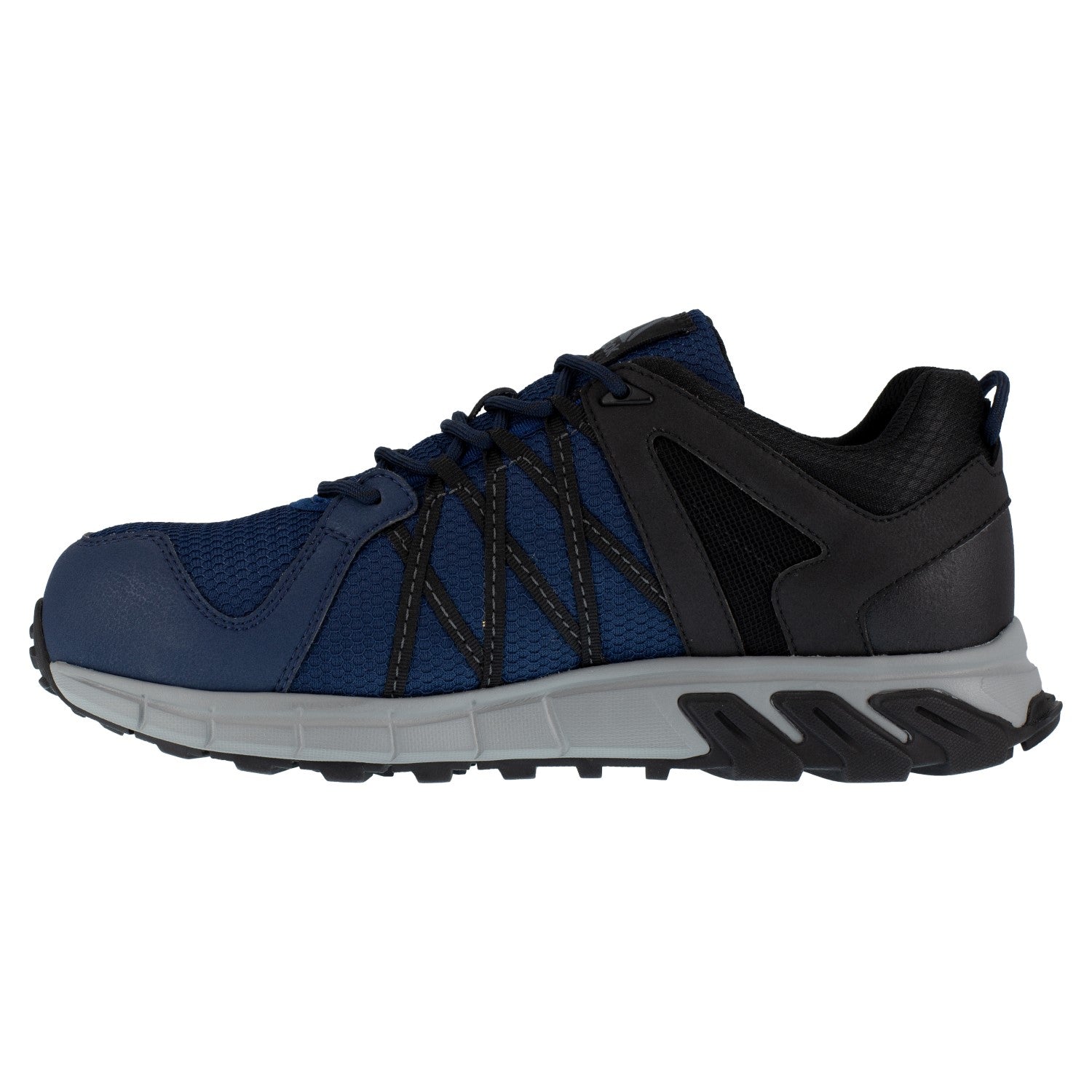 Reebok Work Men's Trailgrip Work Comp Toe EH Shoe - Navy/Black/Grey - Side View