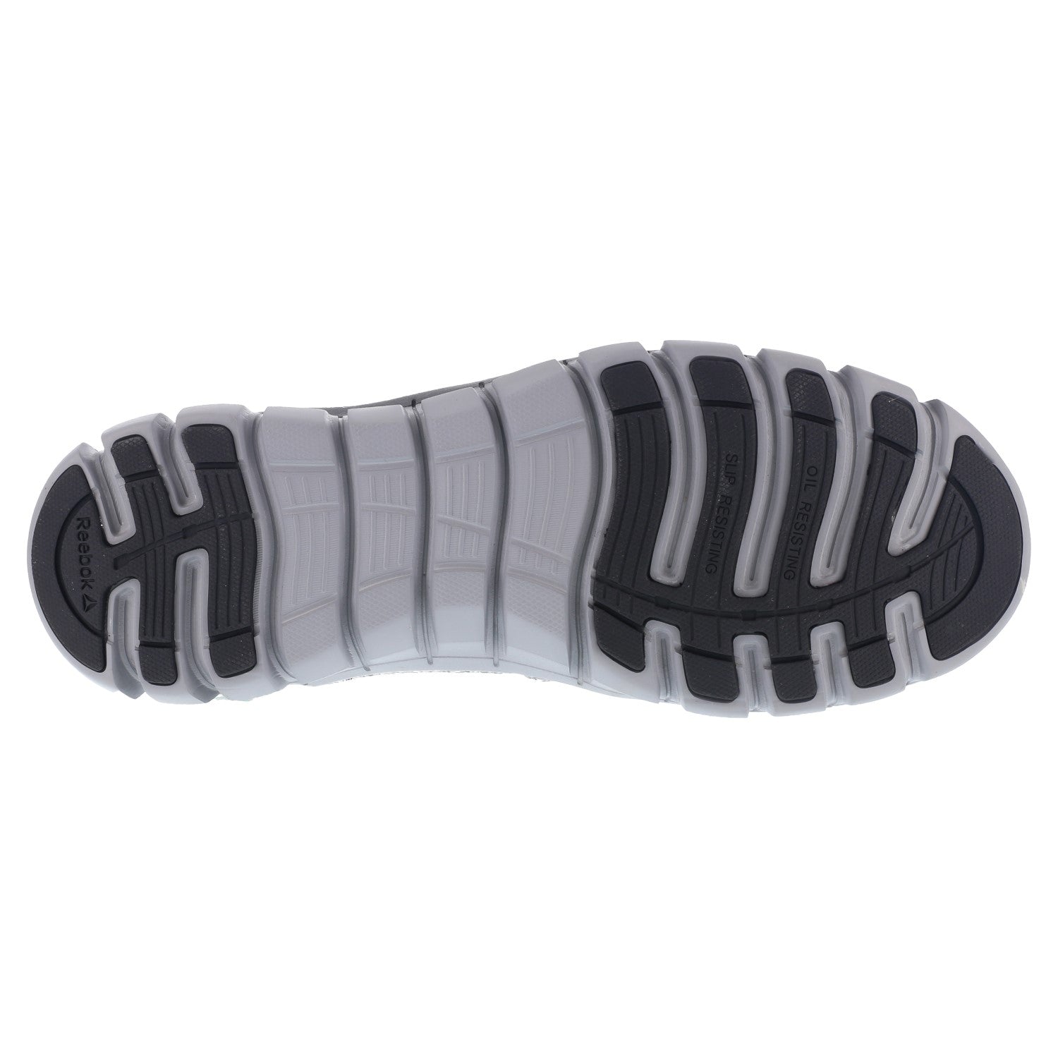 Reebok Work Women's Sublite Cushion Comp Toe Athletic Work Shoe ESD - Blue and Grey - Outsole View