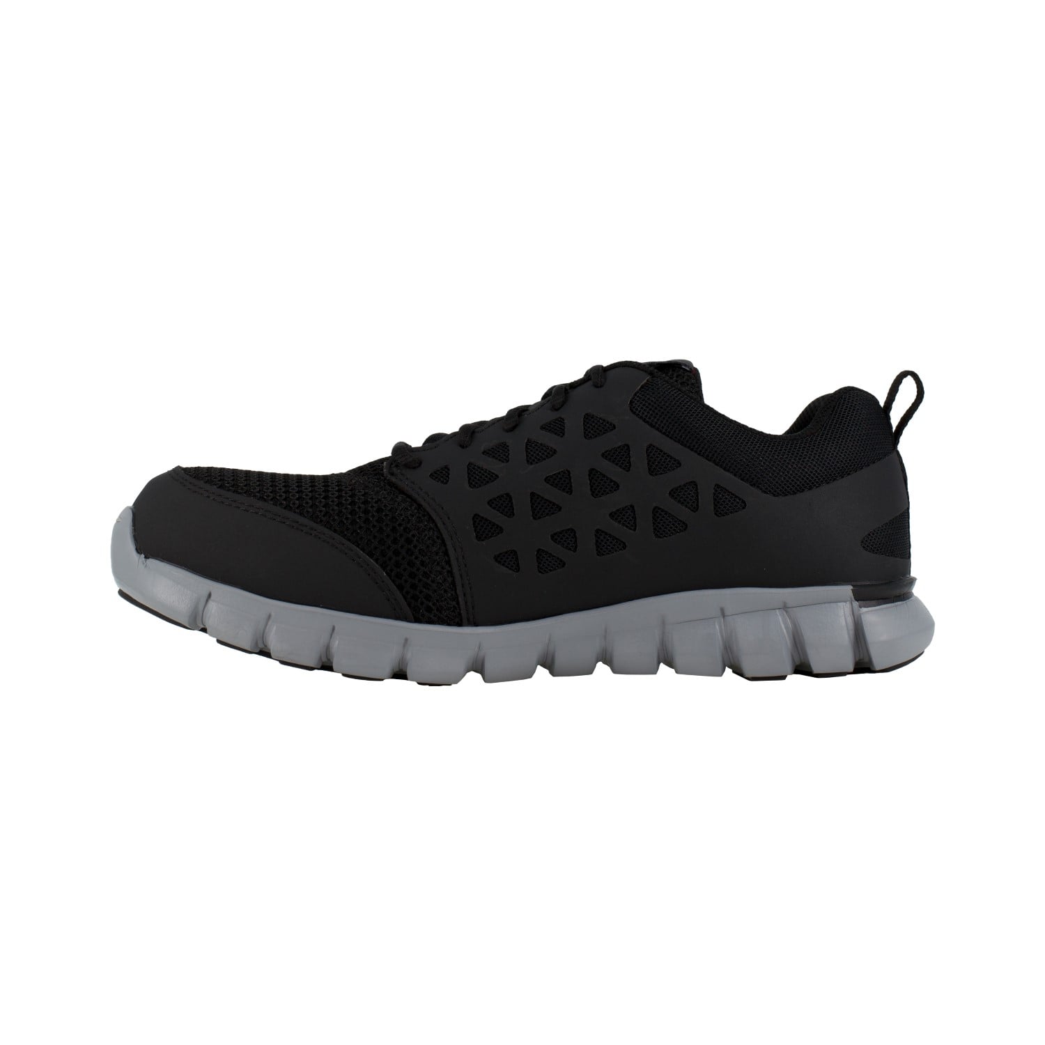 Reebok Work Men's Sublite Cushion Alloy Toe Comfort Athletic Work Shoe - Black - Side View