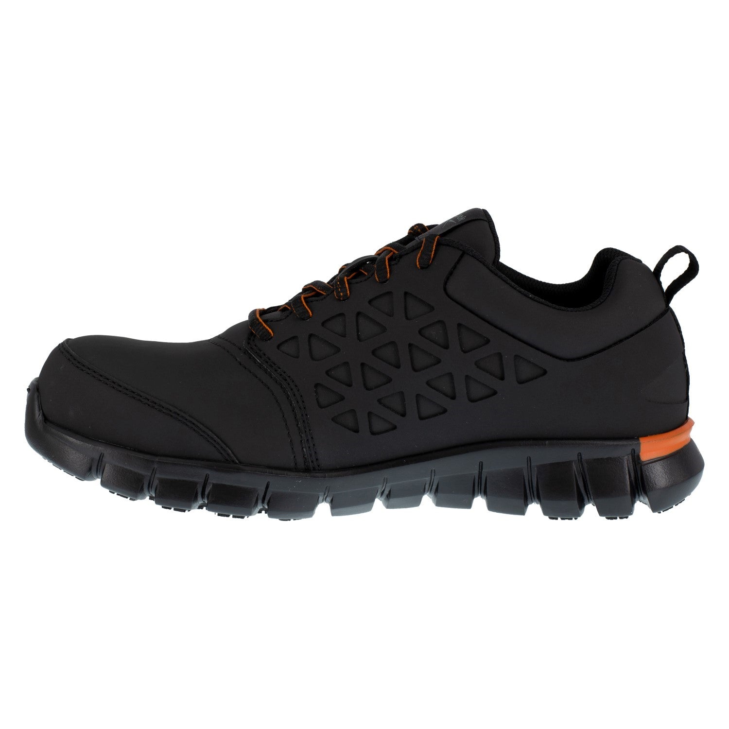 Reebok Work Men's Sublite Cushion Work - EH - Comp Toe - Black/Orange - Side View