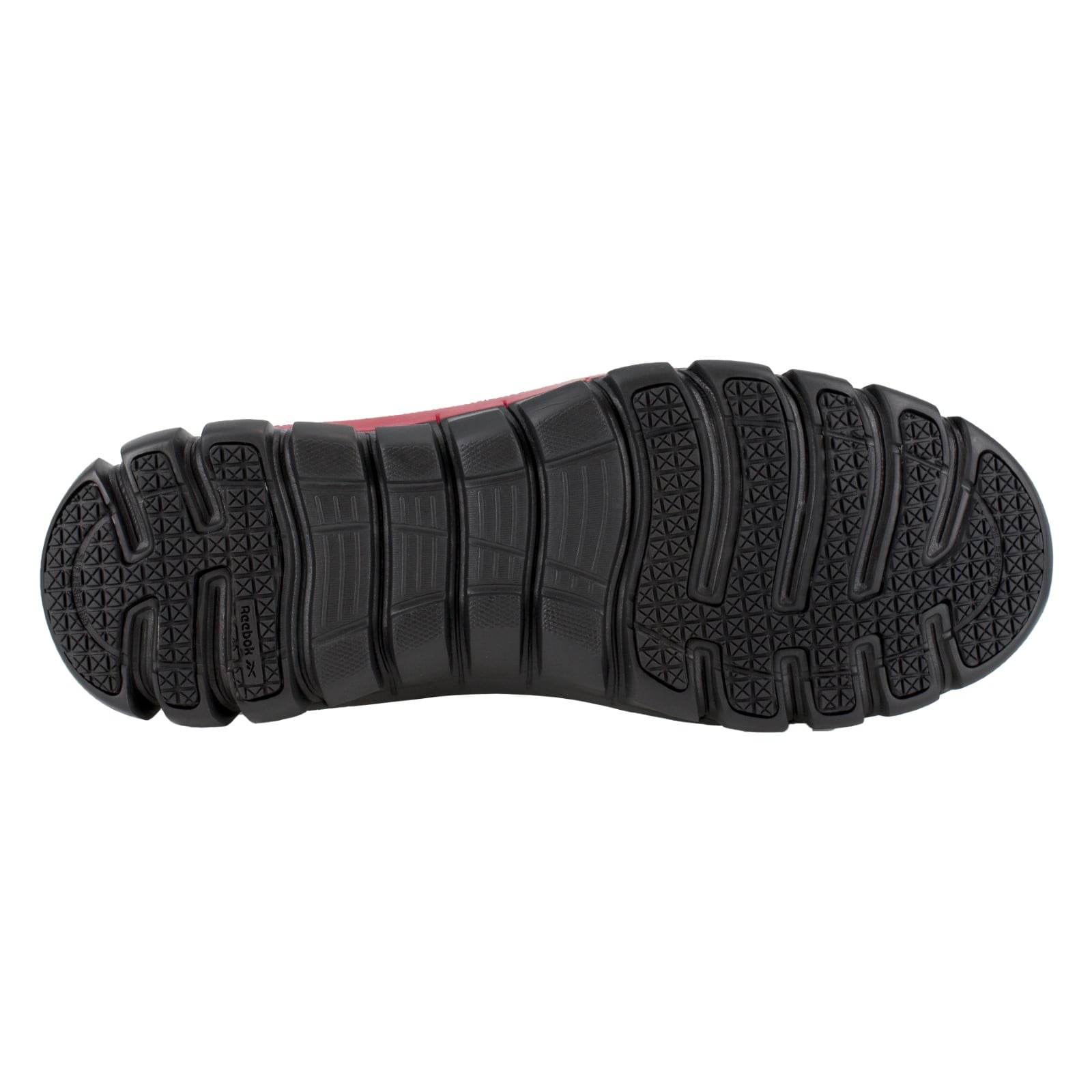 Reebok Men's Sublite Cushion Safety Toe Athletic Work Shoe Industrial - Black/Red - Outsole View