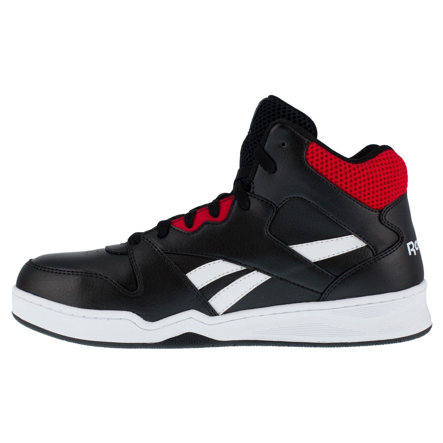 Reebok Work Men's BB4500 High Top - Electrical Hazard - Composite Toe Sneaker - Black and Red - Side View