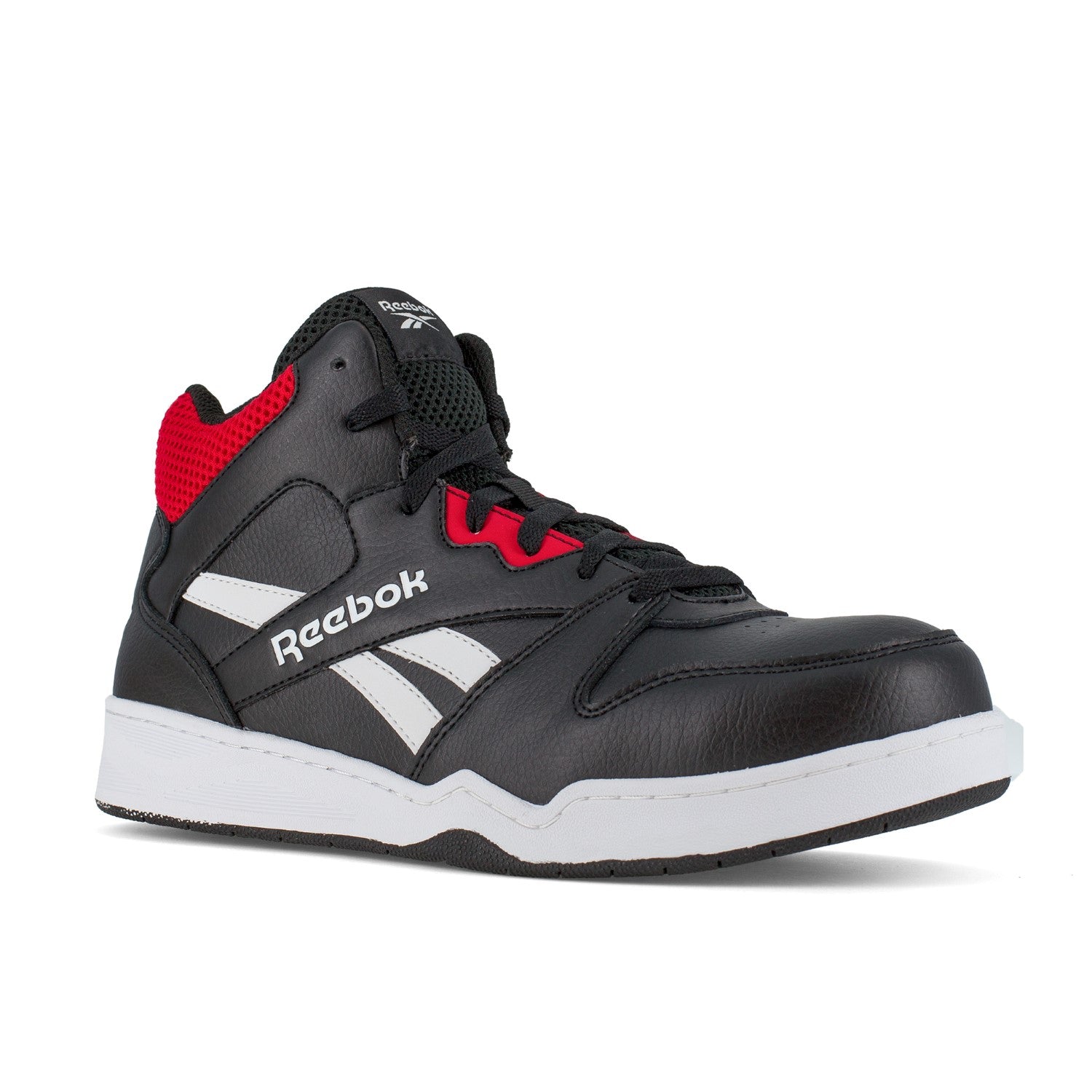 Reebok Work Men's BB4500 High Top - Electrical Hazard - Composite Toe Sneaker - Black and Red - Profile View