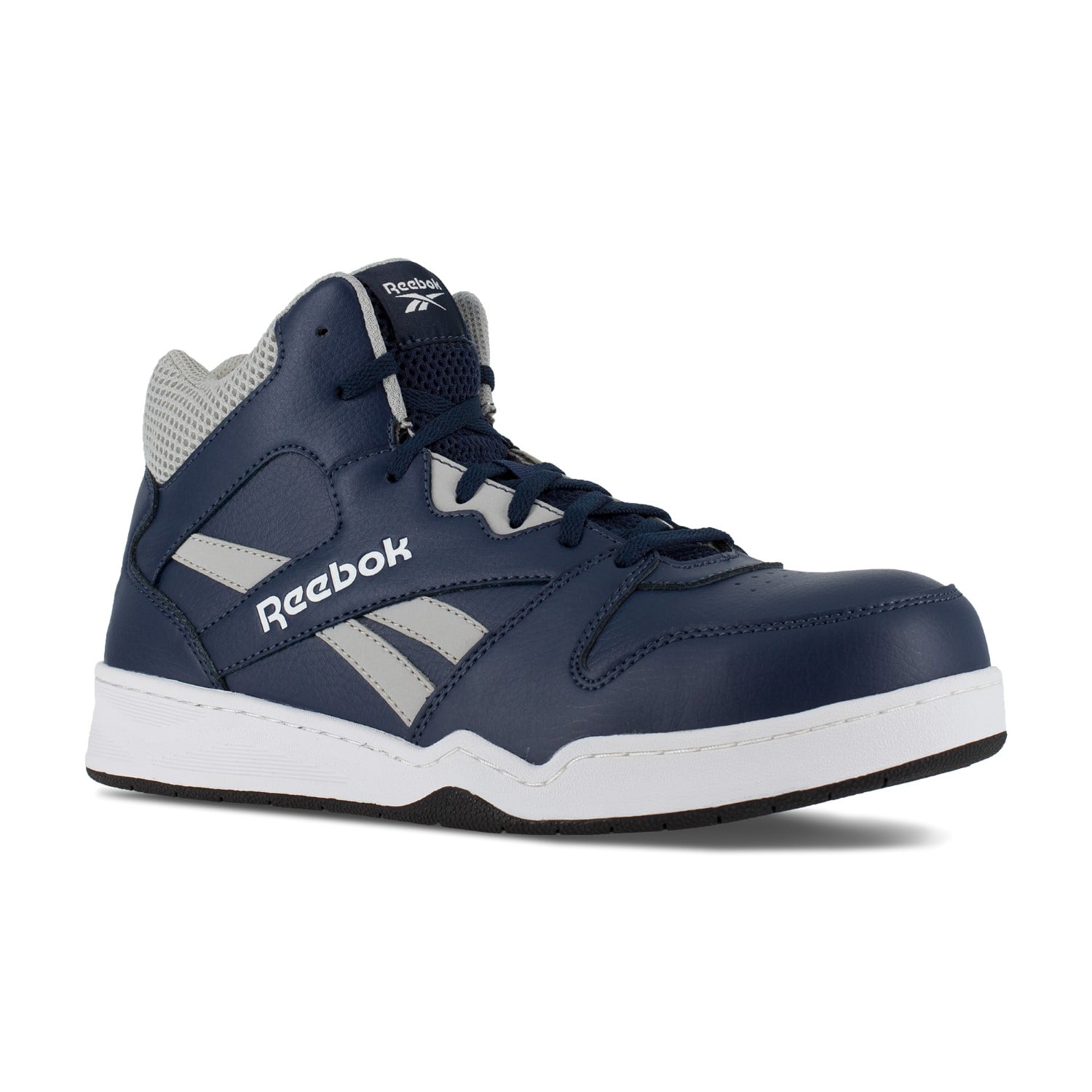 Reebok Work Men's BB4500 High Top - Static Dissipative - Composite Toe Sneaker - Navy and Grey - Profile View