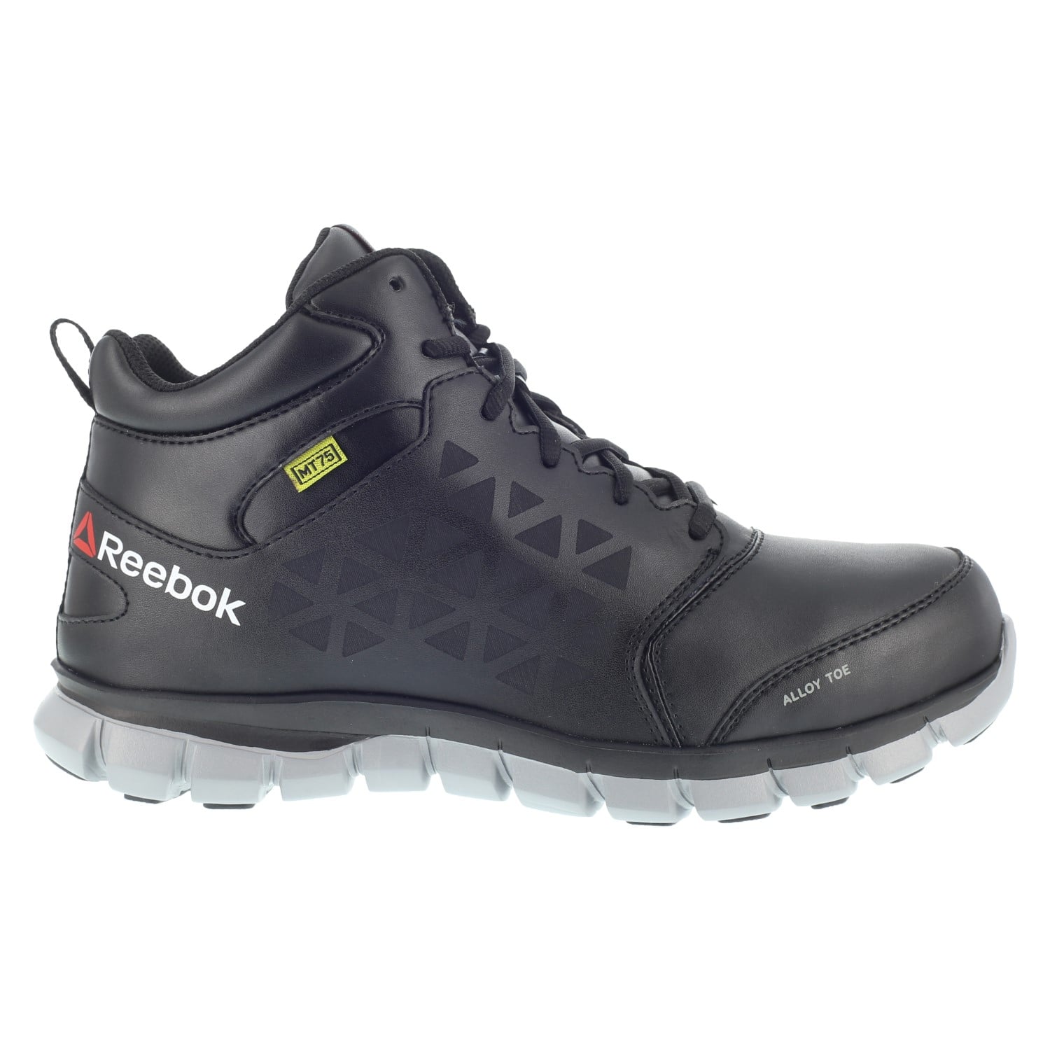 Reebok Work Women's Sublite Cushion Alloy Toe Comfort Athletic Work Boot Waterproof - Black and Grey - Side View