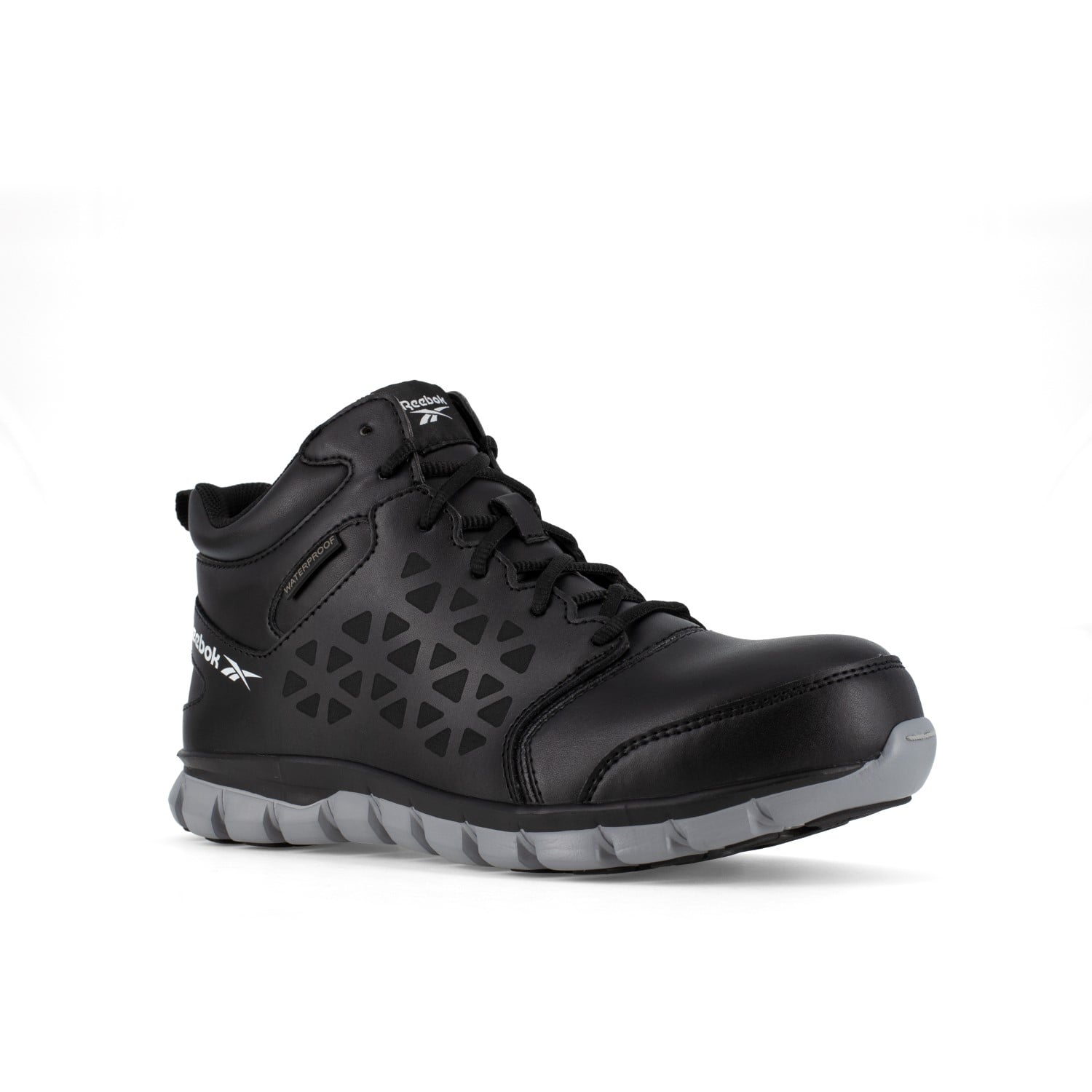Reebok Work Men's Sublite Cushion Comp Toe Work Mid Boot EH in Black and Grey