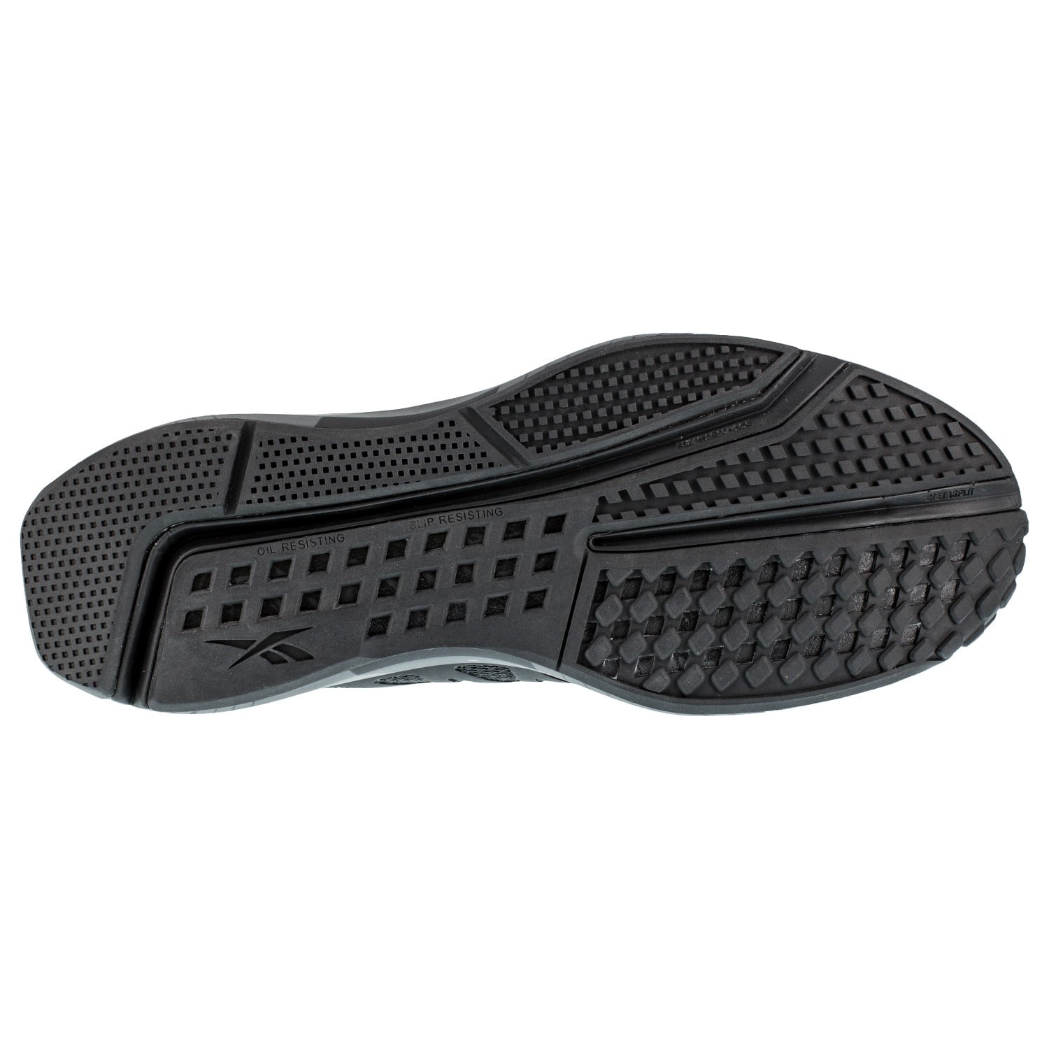 Reebok Work Men's Fusion Flexweave Comp Toe Athletic Work Shoe - Black and Grey - Outsole View