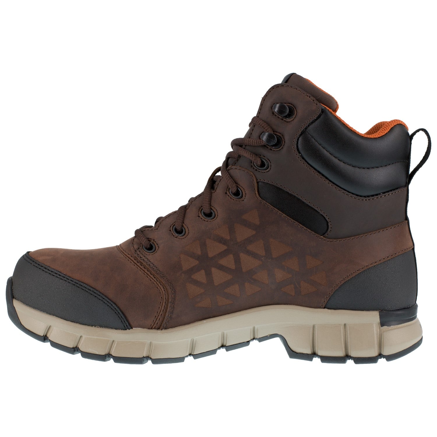 Reebok Work Men's Sublite Cushion Comp Toe Comfort Athletic Work Boot Waterproof - Brown - Side View