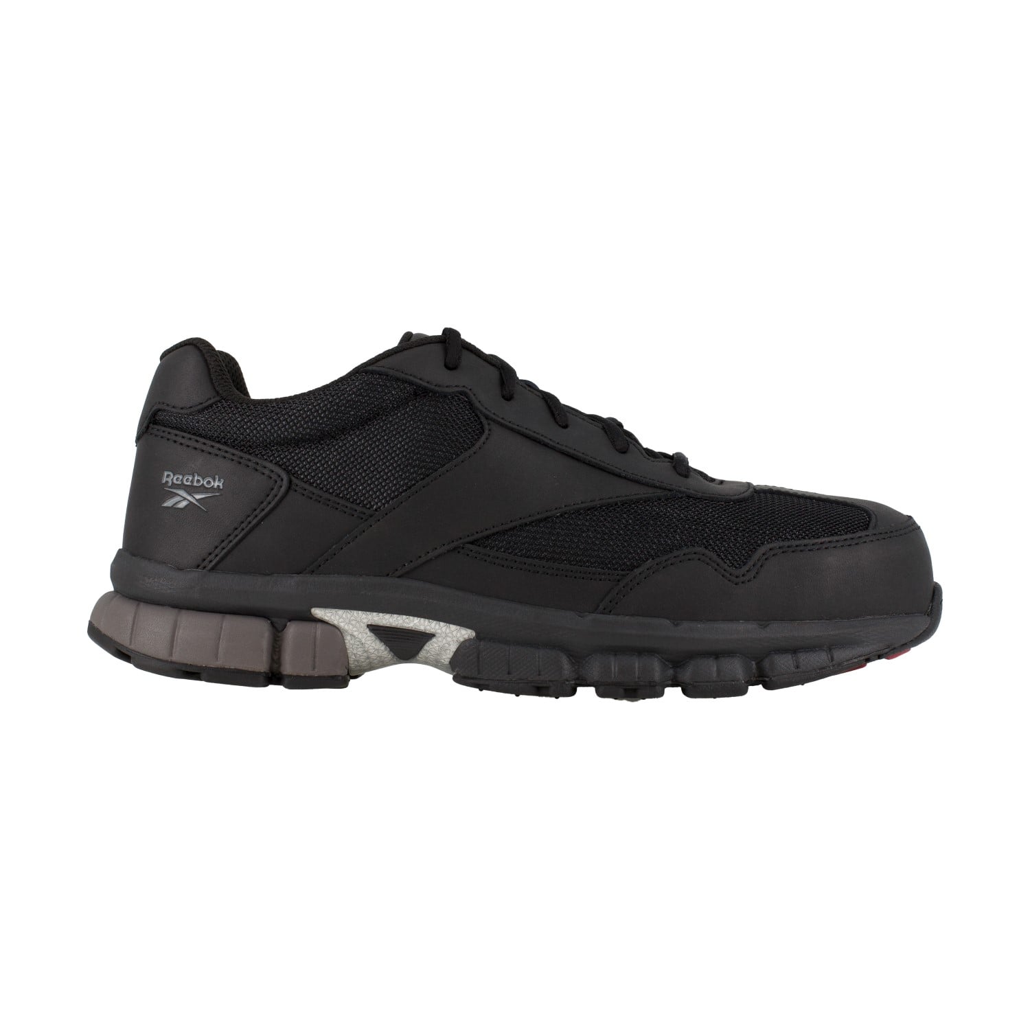 Reebok Work Women's Ketia Comp Toe Work Shoe - Black with Silver Trim - Side View