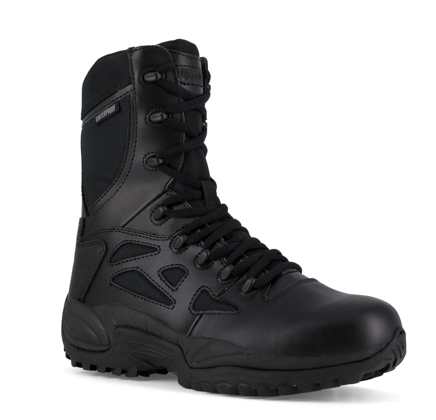 Reebok Duty Men's Rapid Response Tactical Soft Toe 8" Boot Waterproof - Black - Profile View