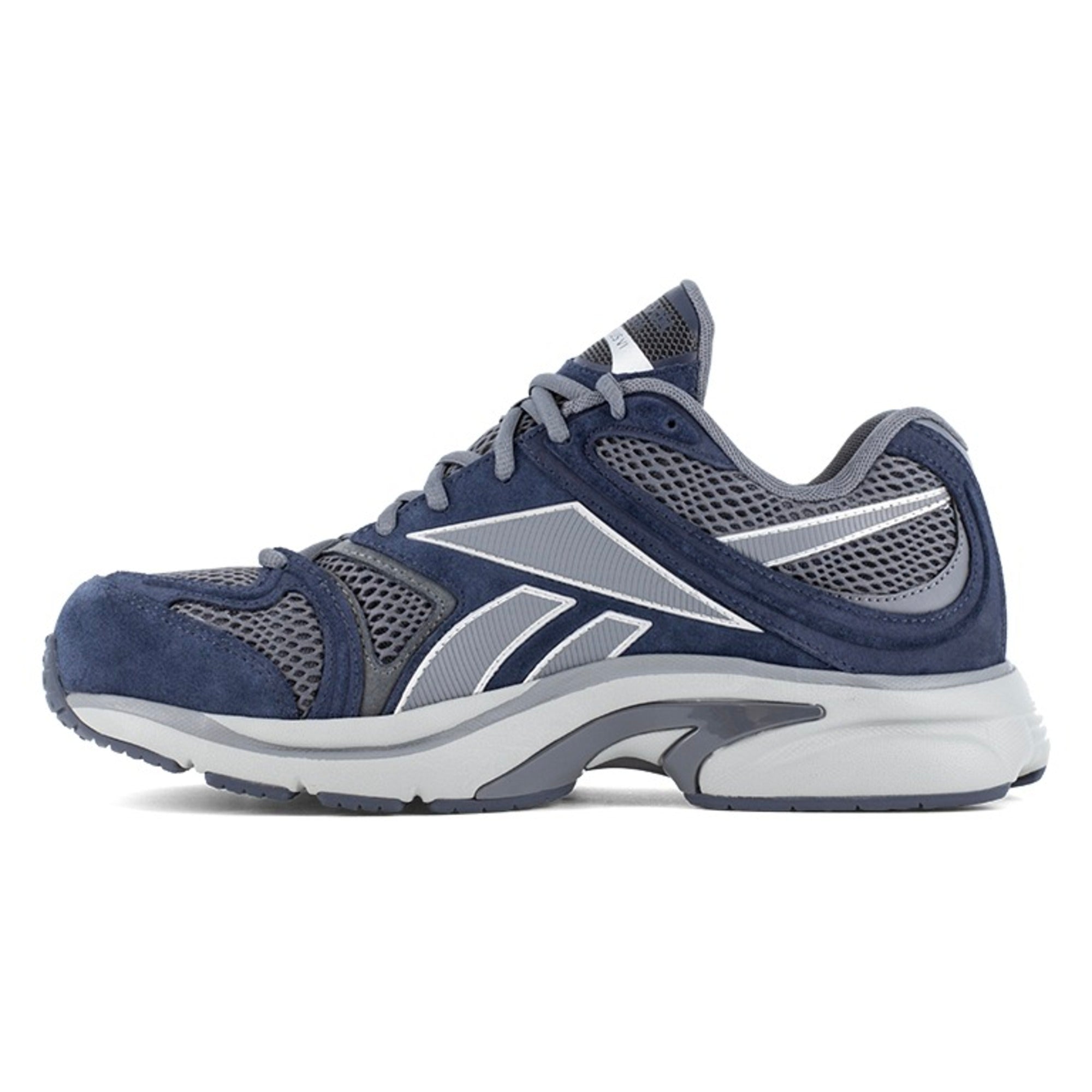Reebok Men's RB5203 Navy and Gray Premier Road Plus VI Work Composite Toe Athletic - Blue - side view 2