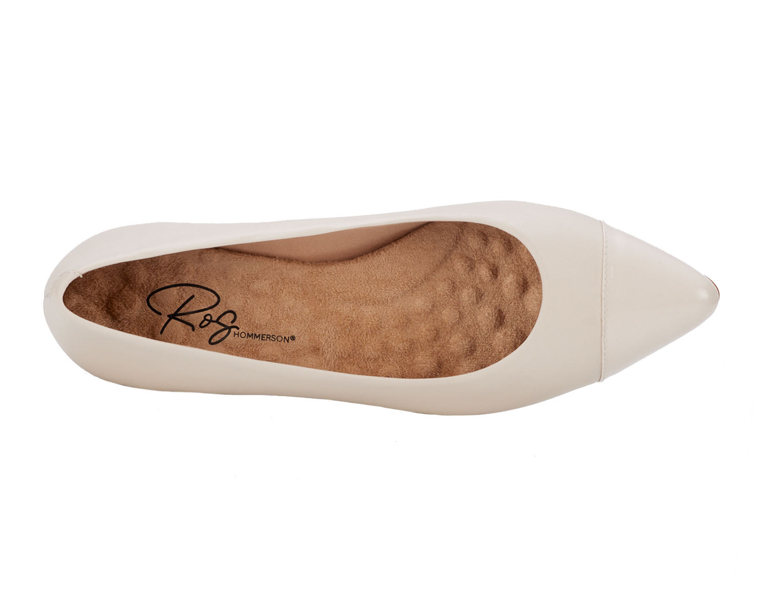 Ros Hommerson Remi Women's Flat Shoe - New Ivory Leather/Patent - Sole View