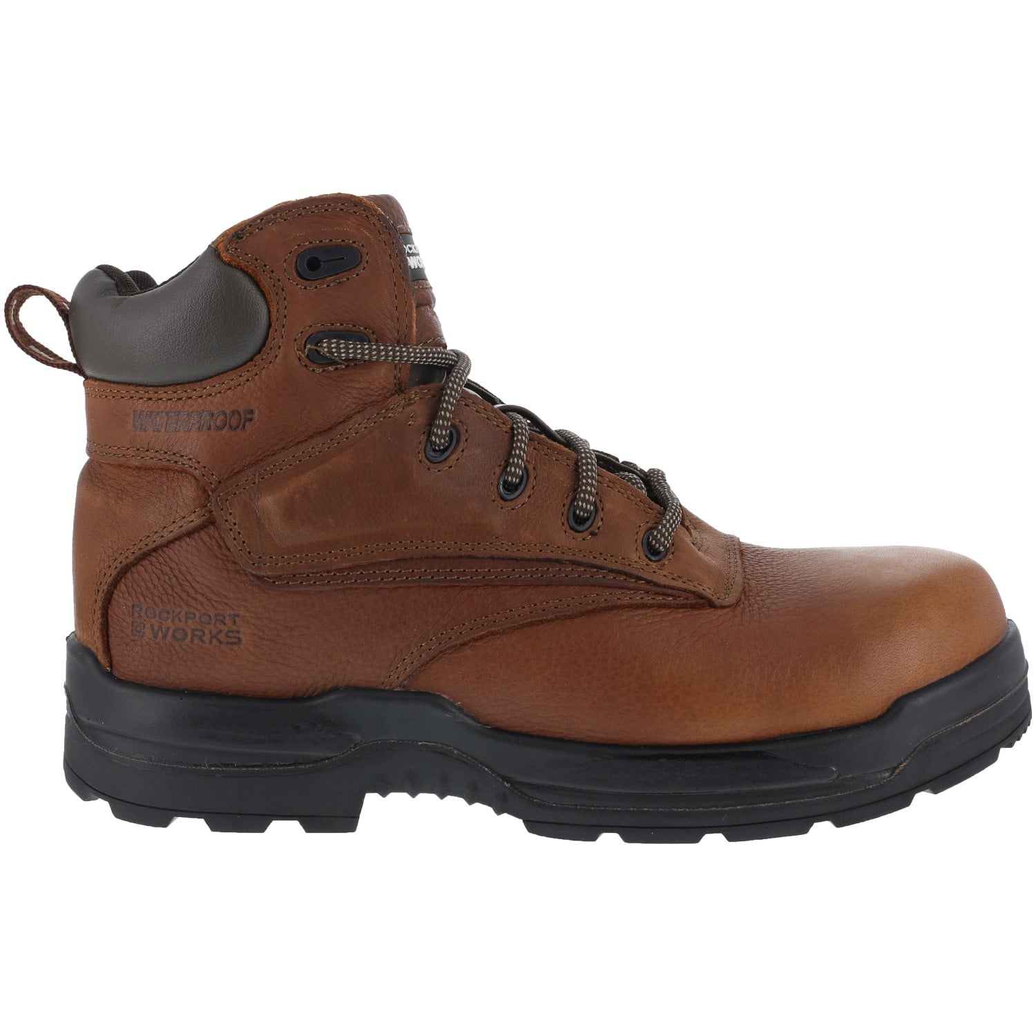 Rockport Works Women's More Energy Comp Toe 6" Work Boot Waterproof - Deer Tan - Side View