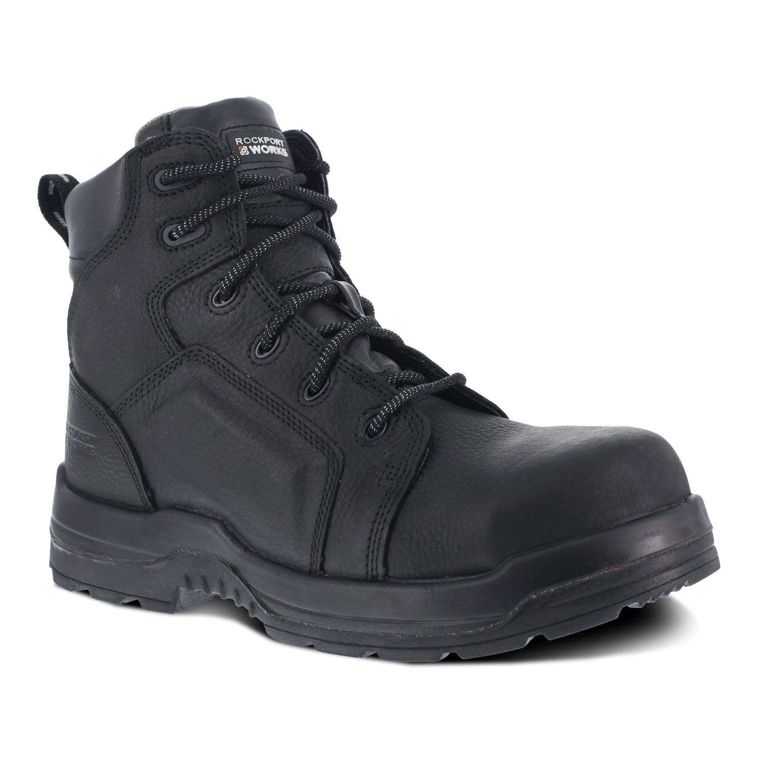 Rockport Works Women's More Energy Comp Toe 6" Work Boot Waterproof - Black - Profile View