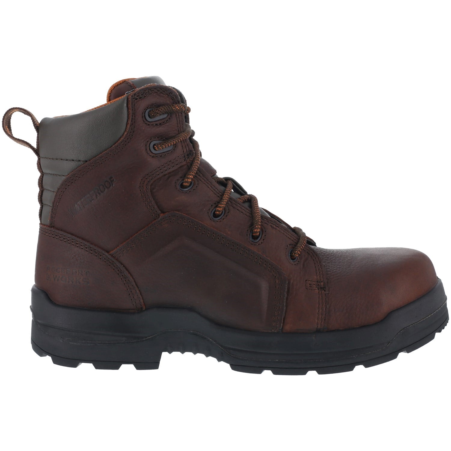 Rockport Works Women's More Energy Comp Toe 6" Work Boot Waterproof - Brown - Side View