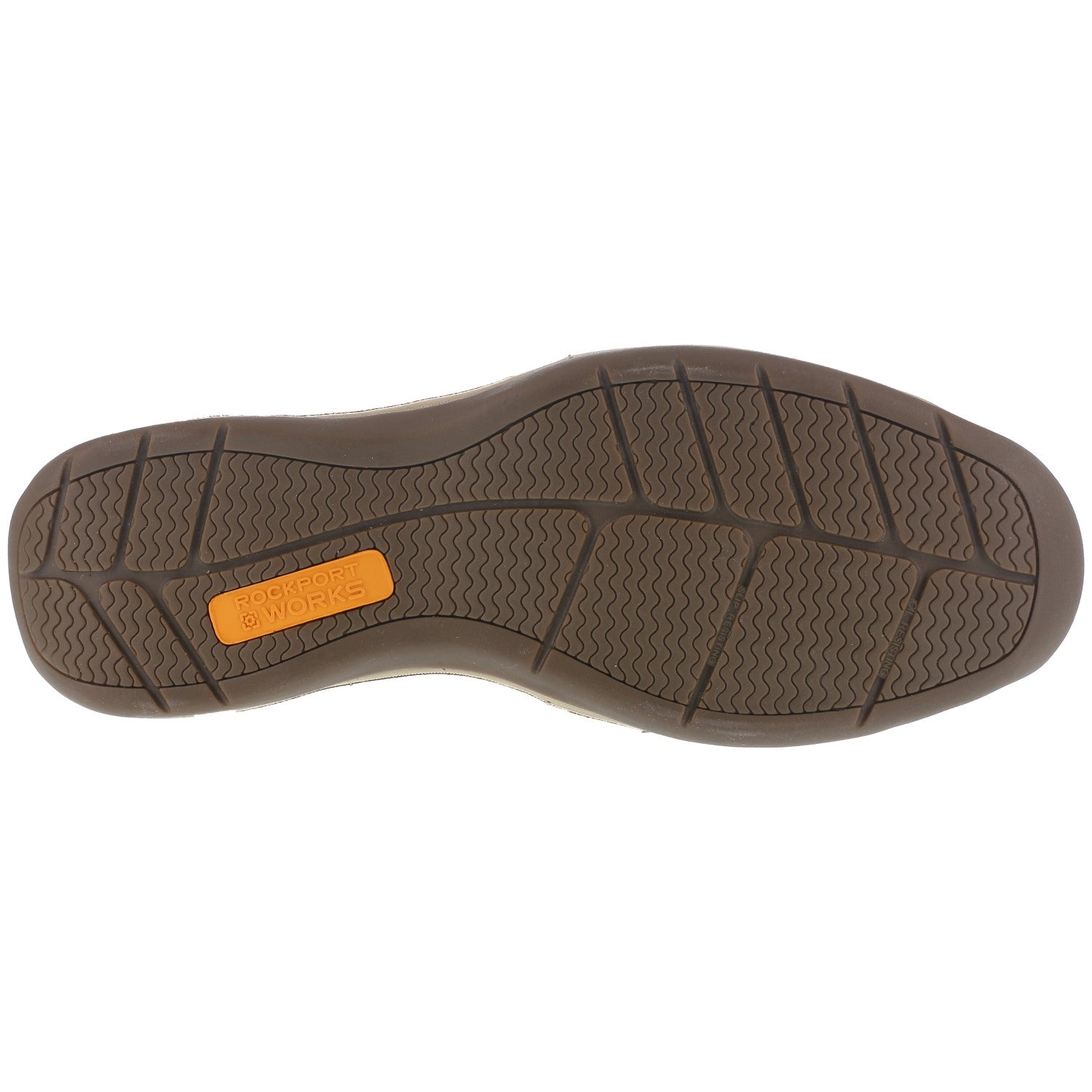 Rockport Works Women's Sailing Club Steel Toe Oxford Met Guard - Brown - Outsole View