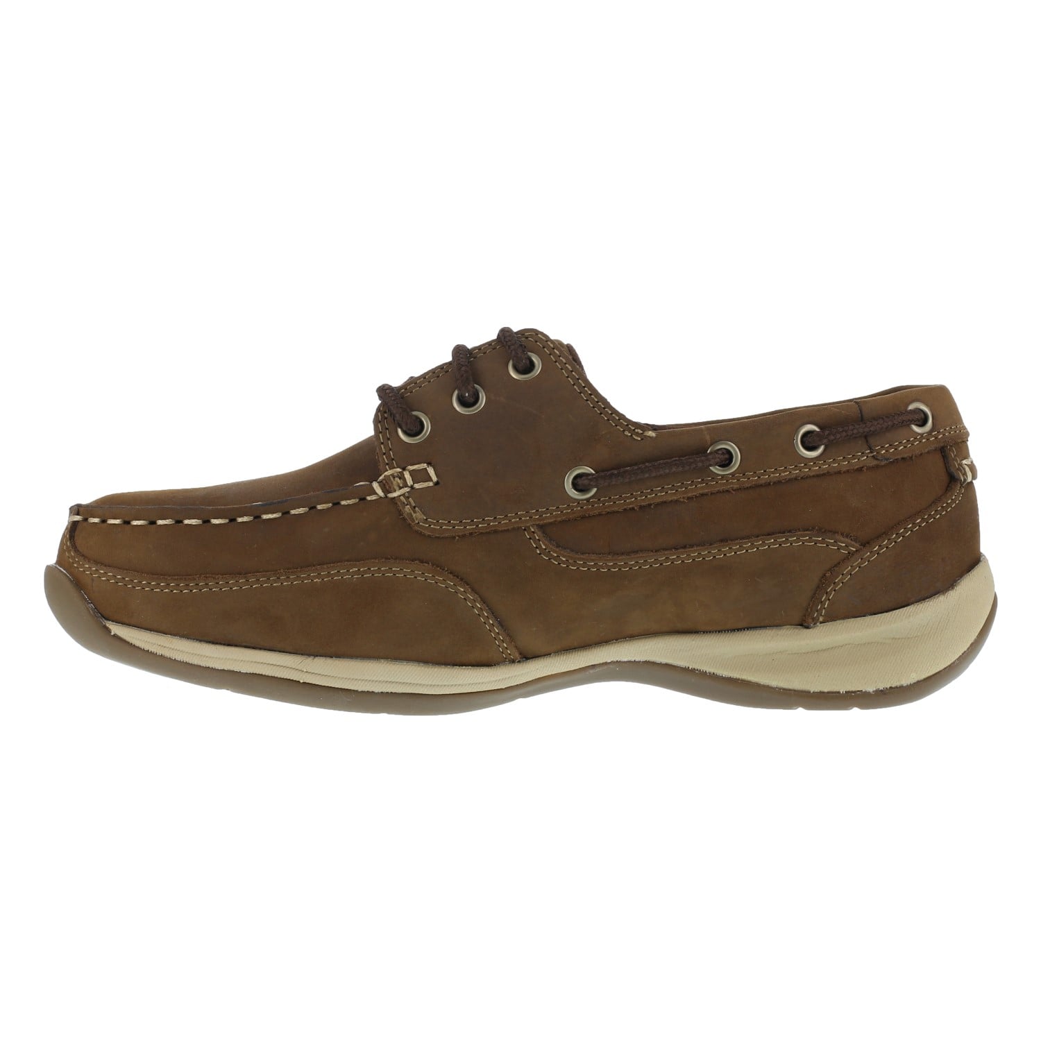 Rockport Works Men's Sailing Club 3 Eye Tie Boat Steel Toe EH CSA Shoe - Brown - Side View