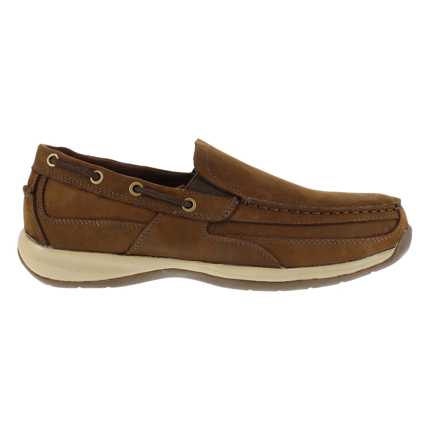 Rockport Works Men's Sailing Club Steel Toe Slip On  - Brown - Side View