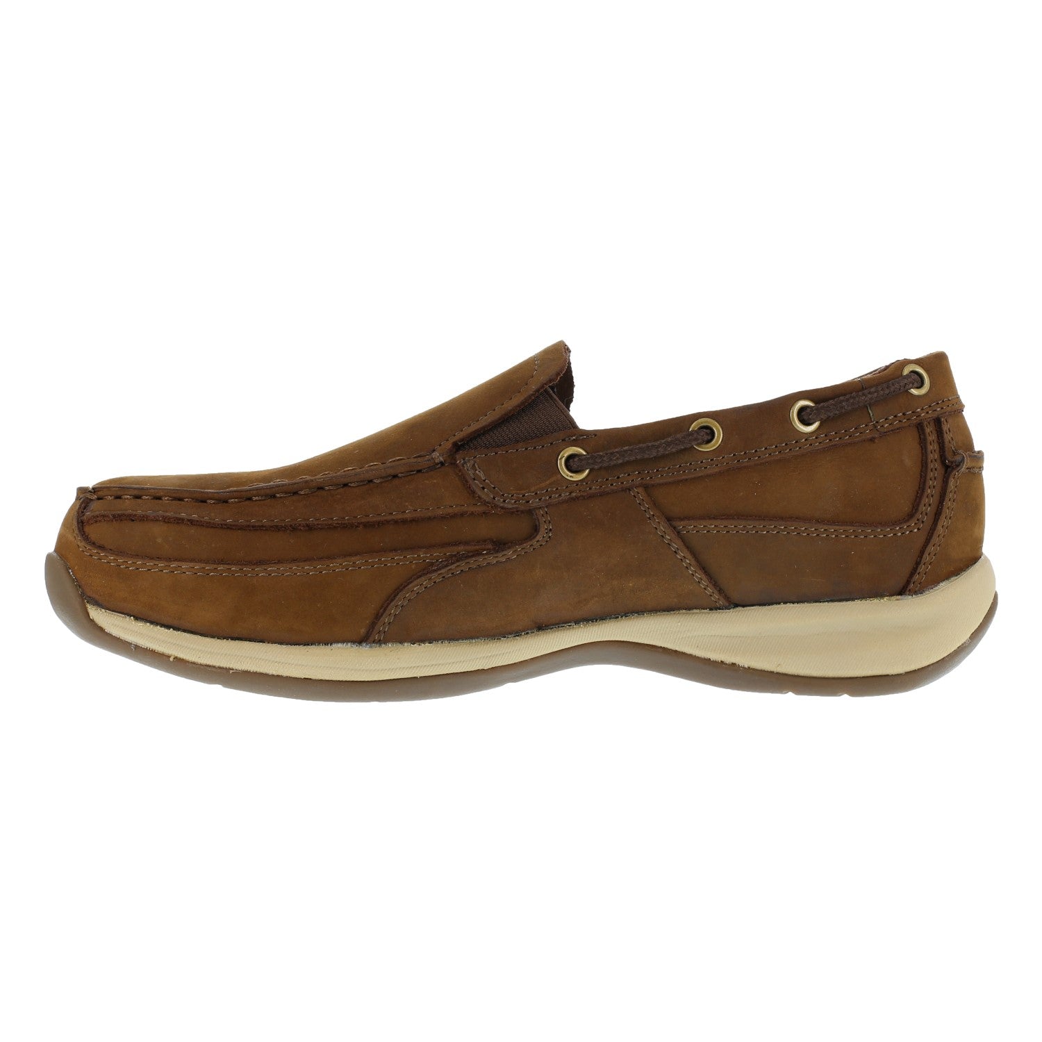 Rockport Works Men's Sailing Club Steel Toe Slip On  - Brown - Side View