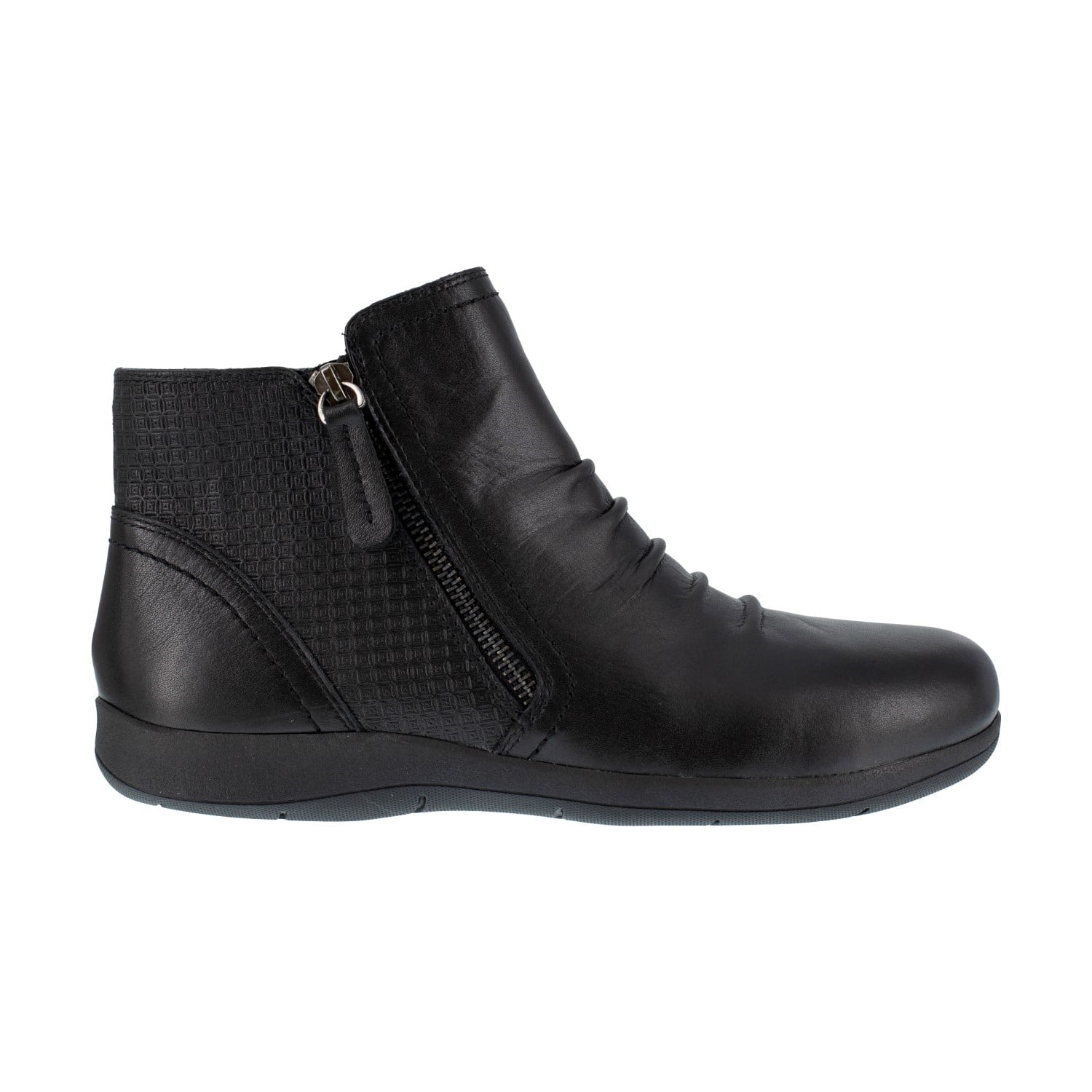 Rockport Works Daisey Women's Steel Toe Side-Zip Boot - Black - Side View