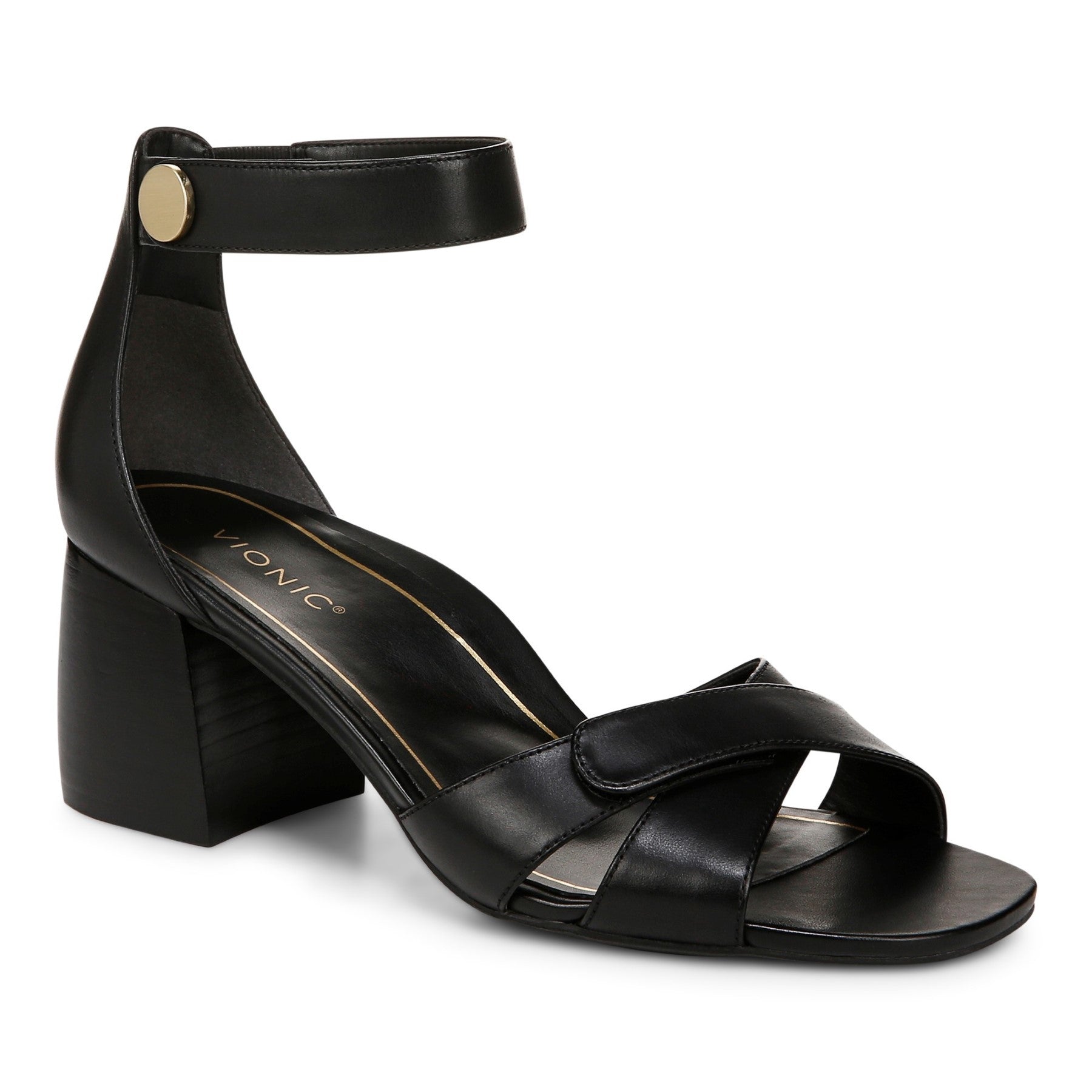 Vionic Salinas Women's Supportive Orthotic Heeled Shoe - All Black - Angle main