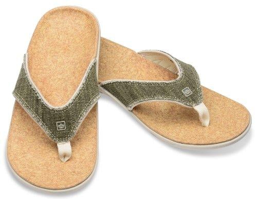 Spenco Yumi Men's Orthotic Flip Flops - Dark Olive