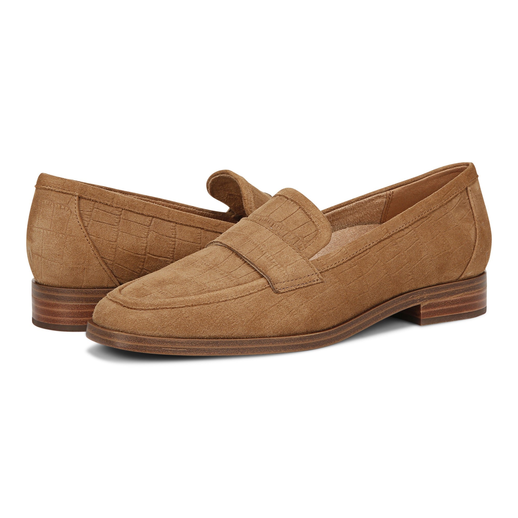 Vionic Sellah Women's Slip-On Arch Supportive Loafer - Tan Croc Sde - pair left angle