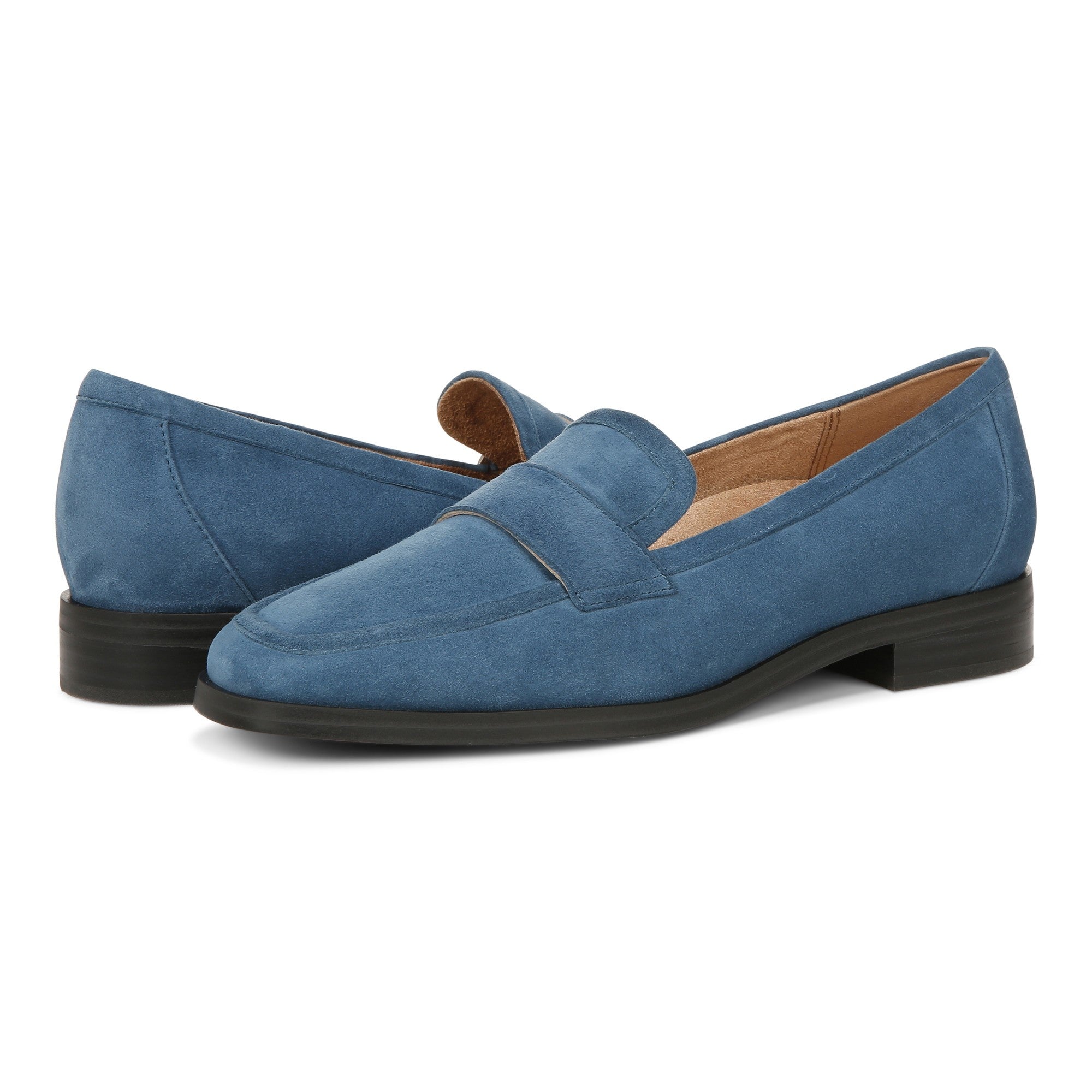 Vionic Sellah Women's Slip-On Arch Supportive Loafer - Dark Teal Suede - pair left angle