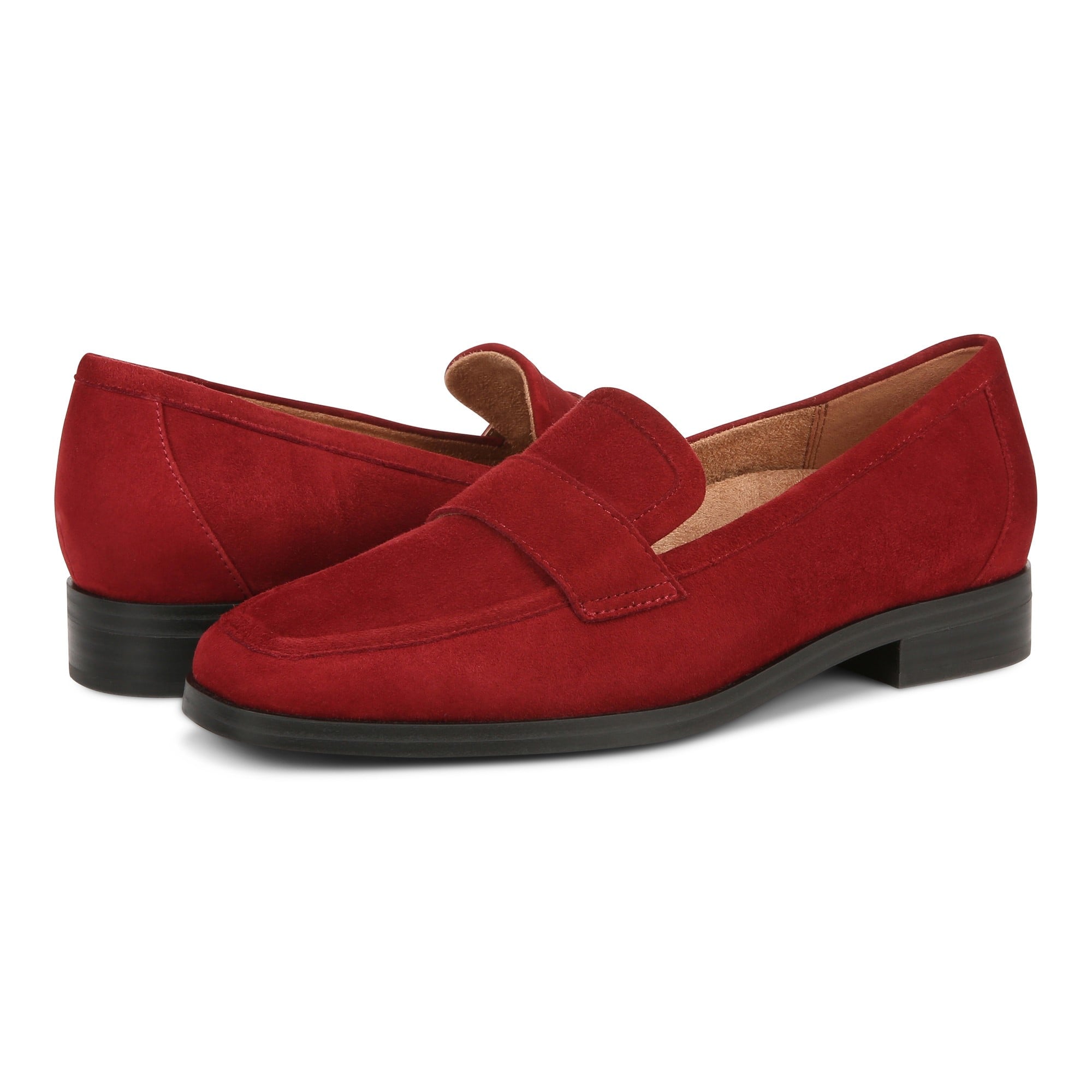 Vionic Sellah Women's Slip-On Arch Supportive Loafer - Syrah Suede - pair left angle