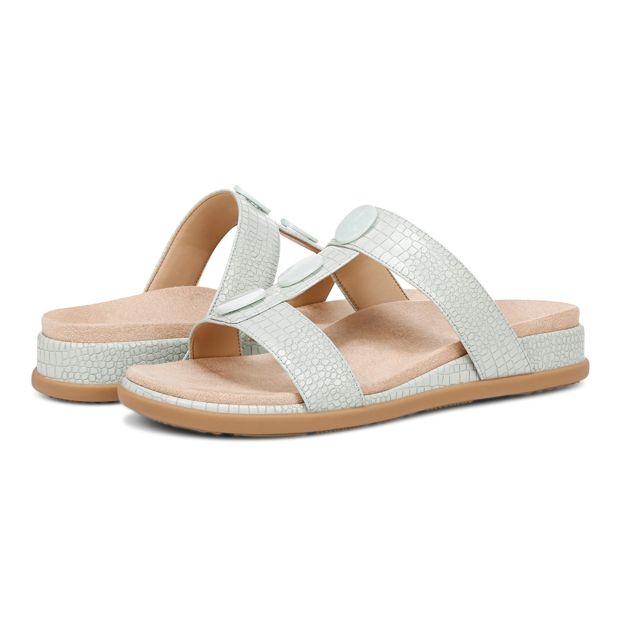 Vionic Serra Womens Tstrap sandal Sandals - Mint Green - pair left angle