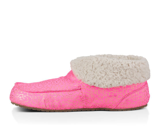 Sanuk Lil Slumbrrr Prints - Girl's Slipper - Youth Sizes - HPGL - Hot Pink / Gold