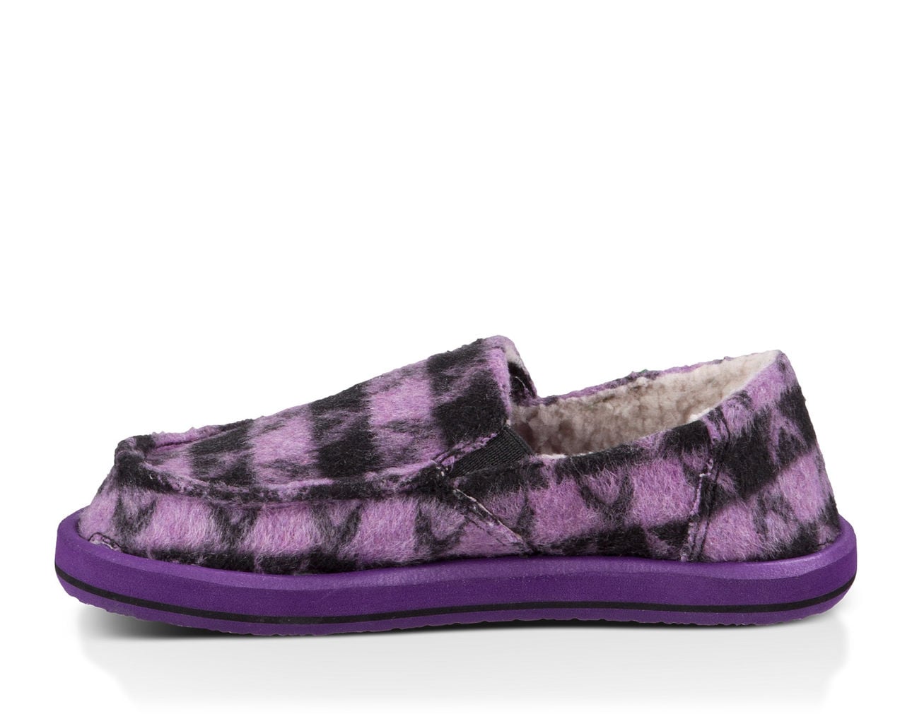Sanuk Sleep Over - Girl's Slipper - Kid's Sizes - PBCH - Purple / Black Checks