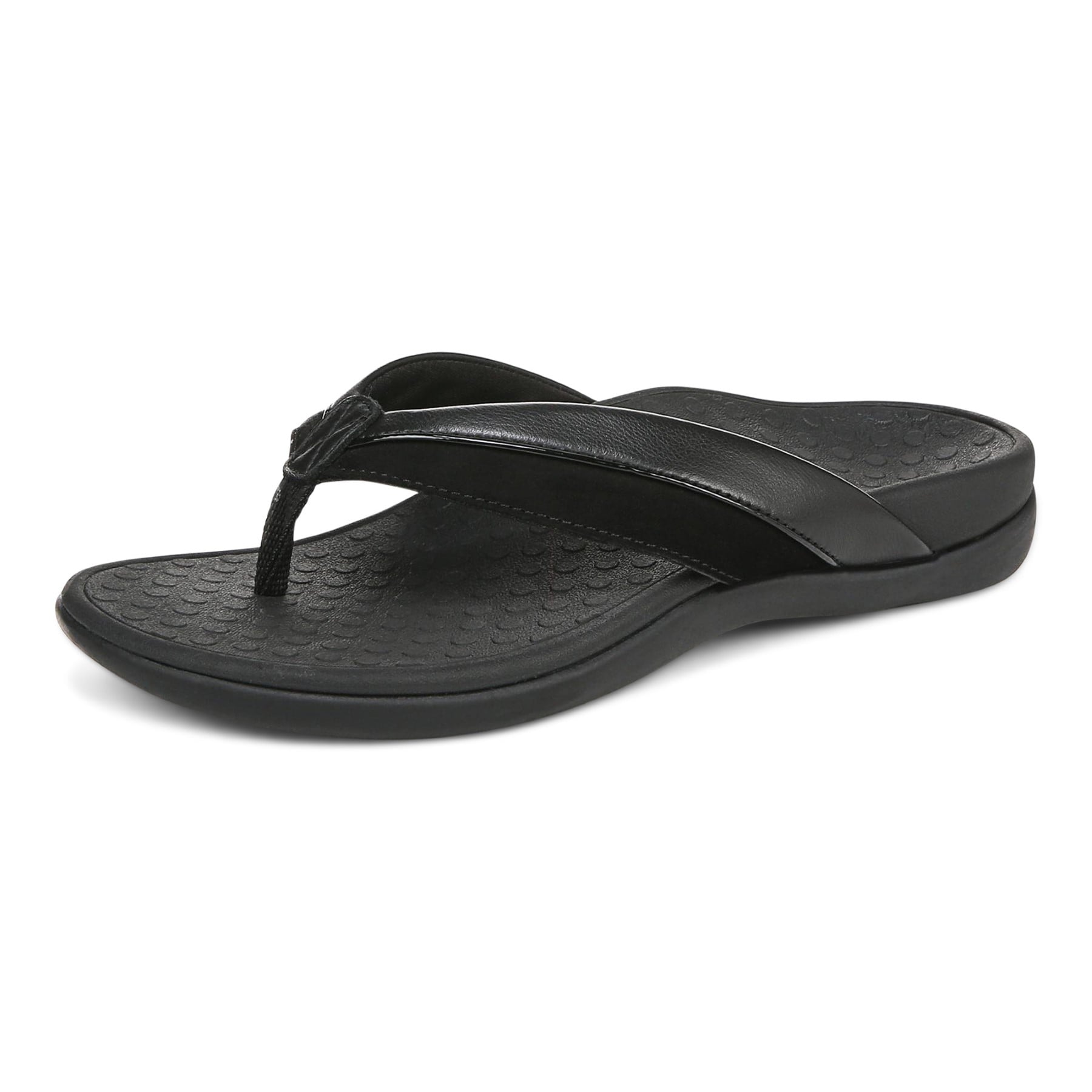 Vionic Shore Women's Orthotic Supportive Comfortable Flip-Flop Sandal - Black - Left angle