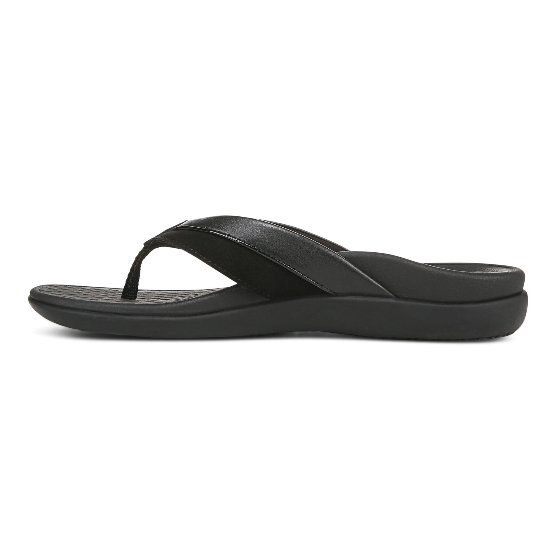 Vionic Shore Women's Orthotic Supportive Comfortable Flip-Flop Sandal - Black - Left Side
