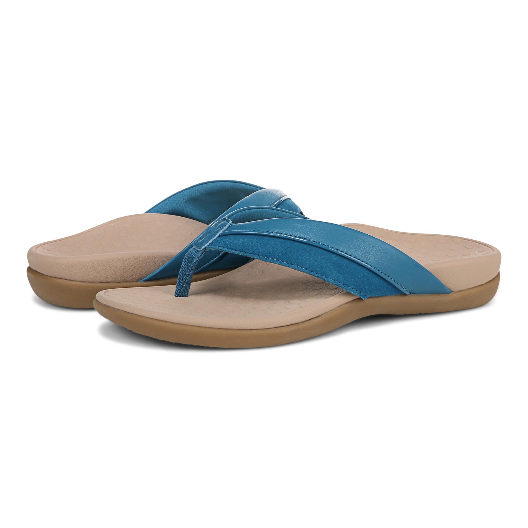 Vionic Shore Women's Orthotic Supportive Comfortable Flip-Flop Sandal - Celestial Teal - pair left angle