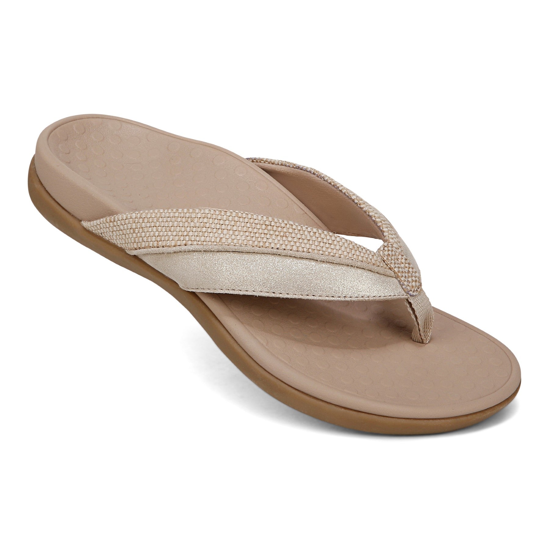 Vionic Shore Women's Orthotic Supportive Comfortable Flip-Flop Sandal - Natural/gold - SHORE-J3195L2700-NATURAL GOLD-13fl-med