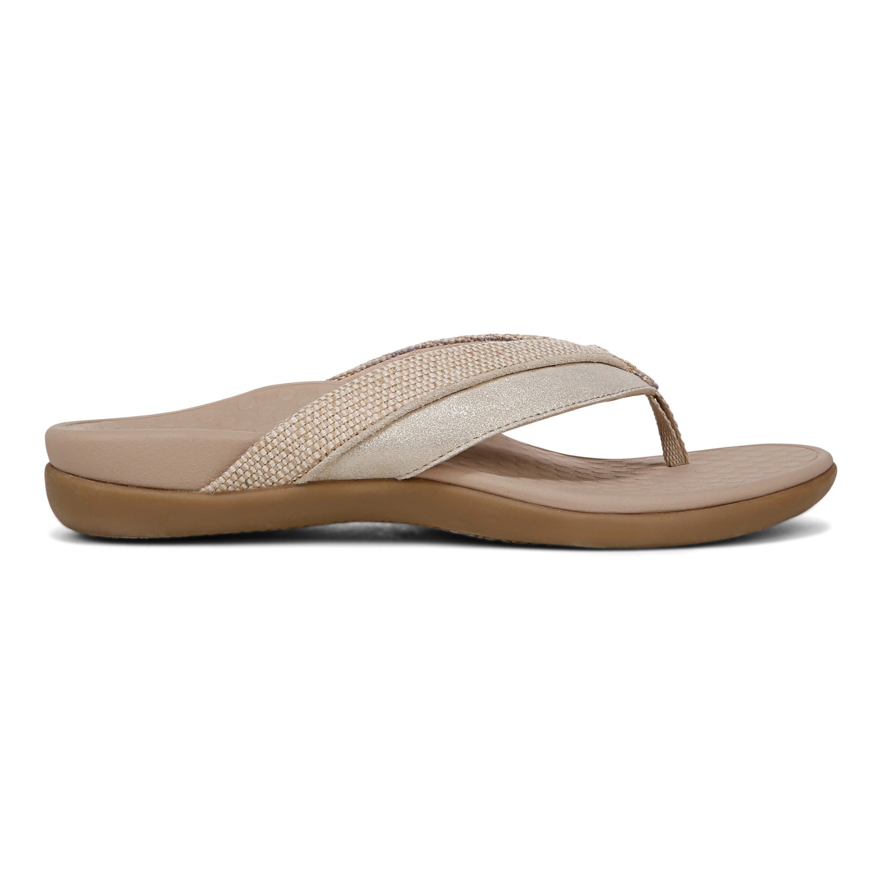 Vionic Shore Women's Orthotic Supportive Comfortable Flip-Flop Sandal - Natural/gold - Right side