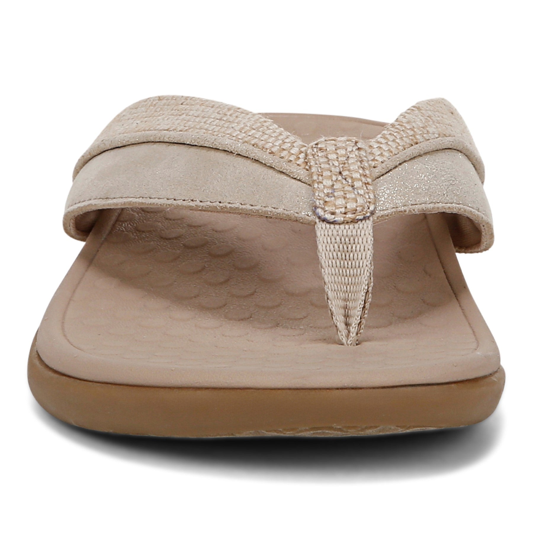Vionic Shore Women's Orthotic Supportive Comfortable Flip-Flop Sandal - Natural/gold - Front