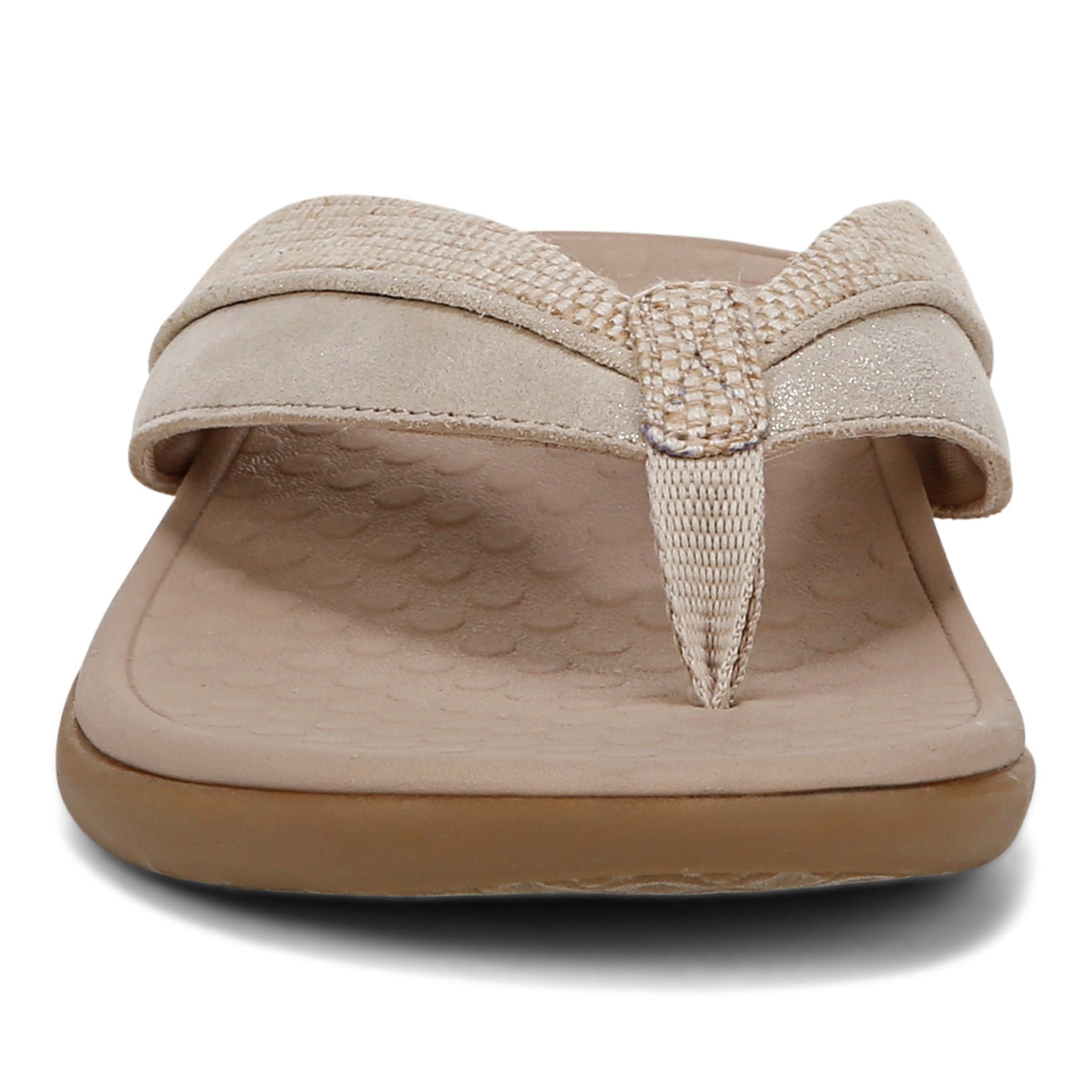 Vionic Shore Women's Orthotic Supportive Comfortable Flip-Flop Sandal - Natural/gold - Front