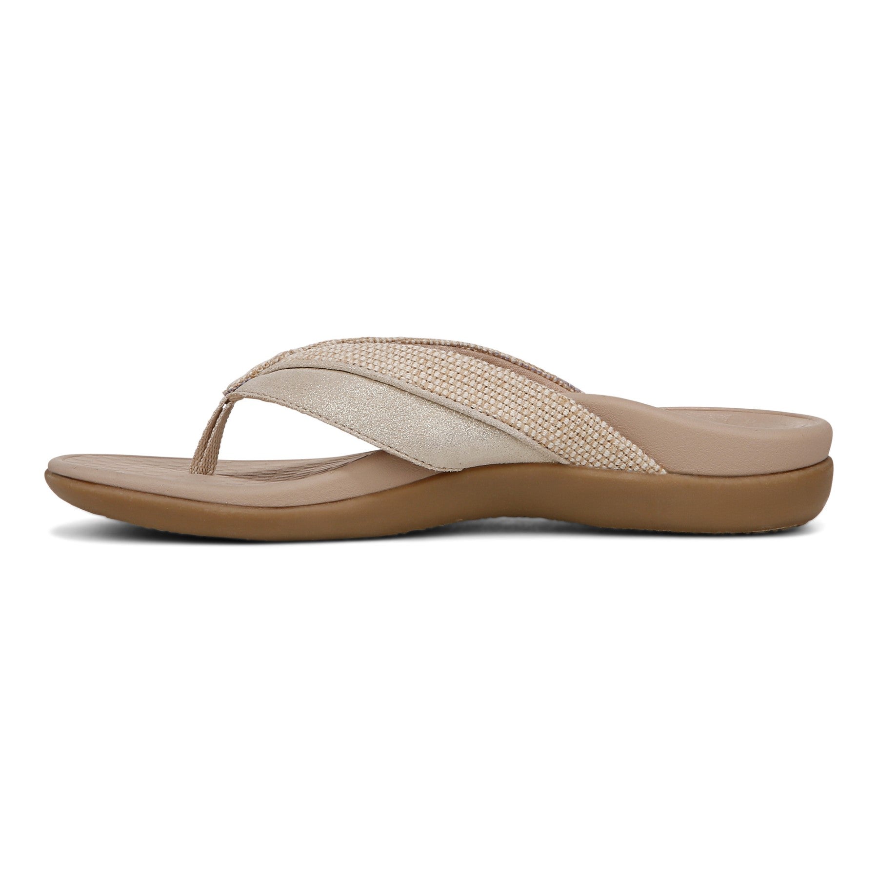 Vionic Shore Women's Orthotic Supportive Comfortable Flip-Flop Sandal - Natural/gold - Left Side