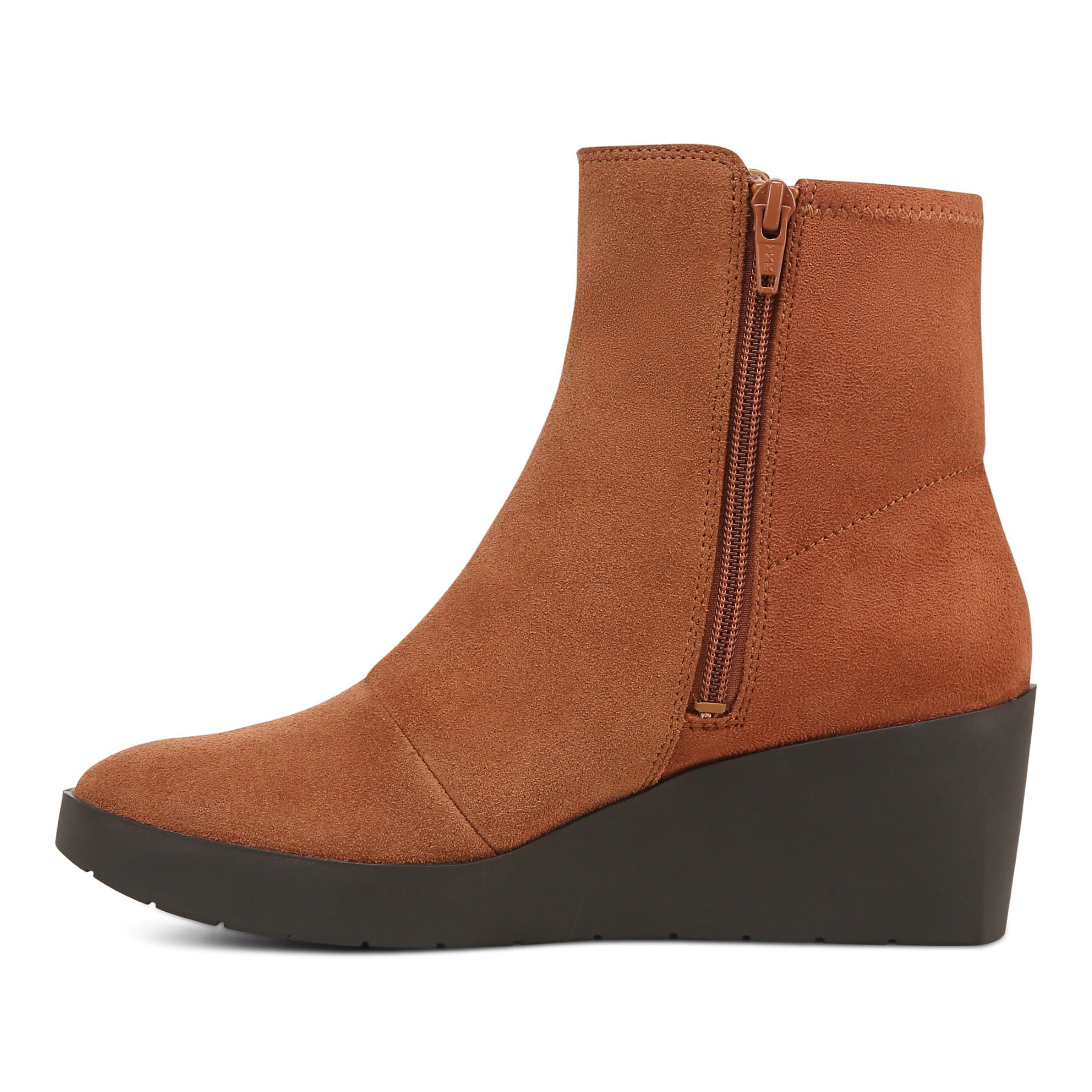 Vionic Skylar Women's Comfort Wedge Short Boot - Tan Suede - Left Side