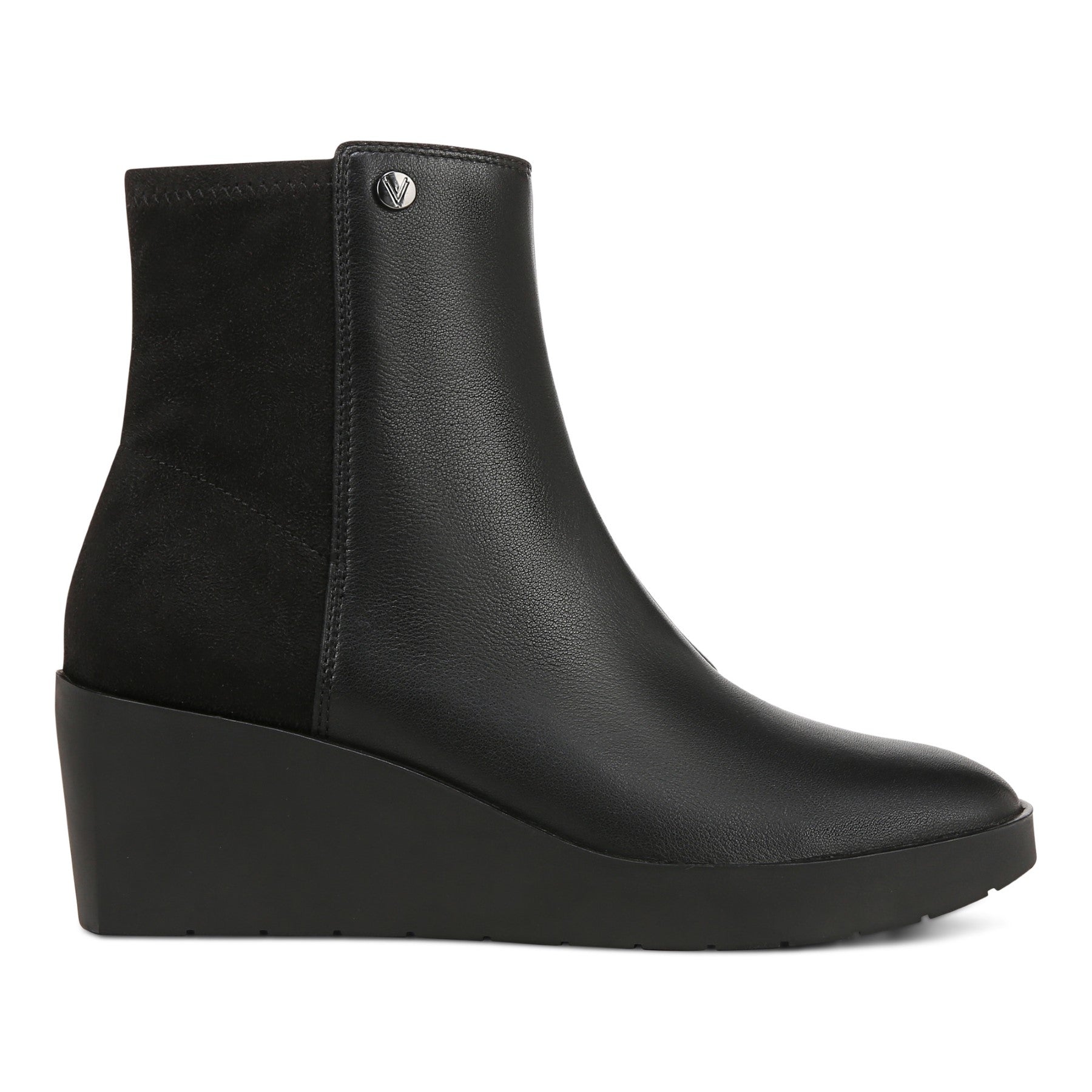 Vionic Skylar Women's Comfort Wedge Short Boot - Black Nappa Leather - Right side
