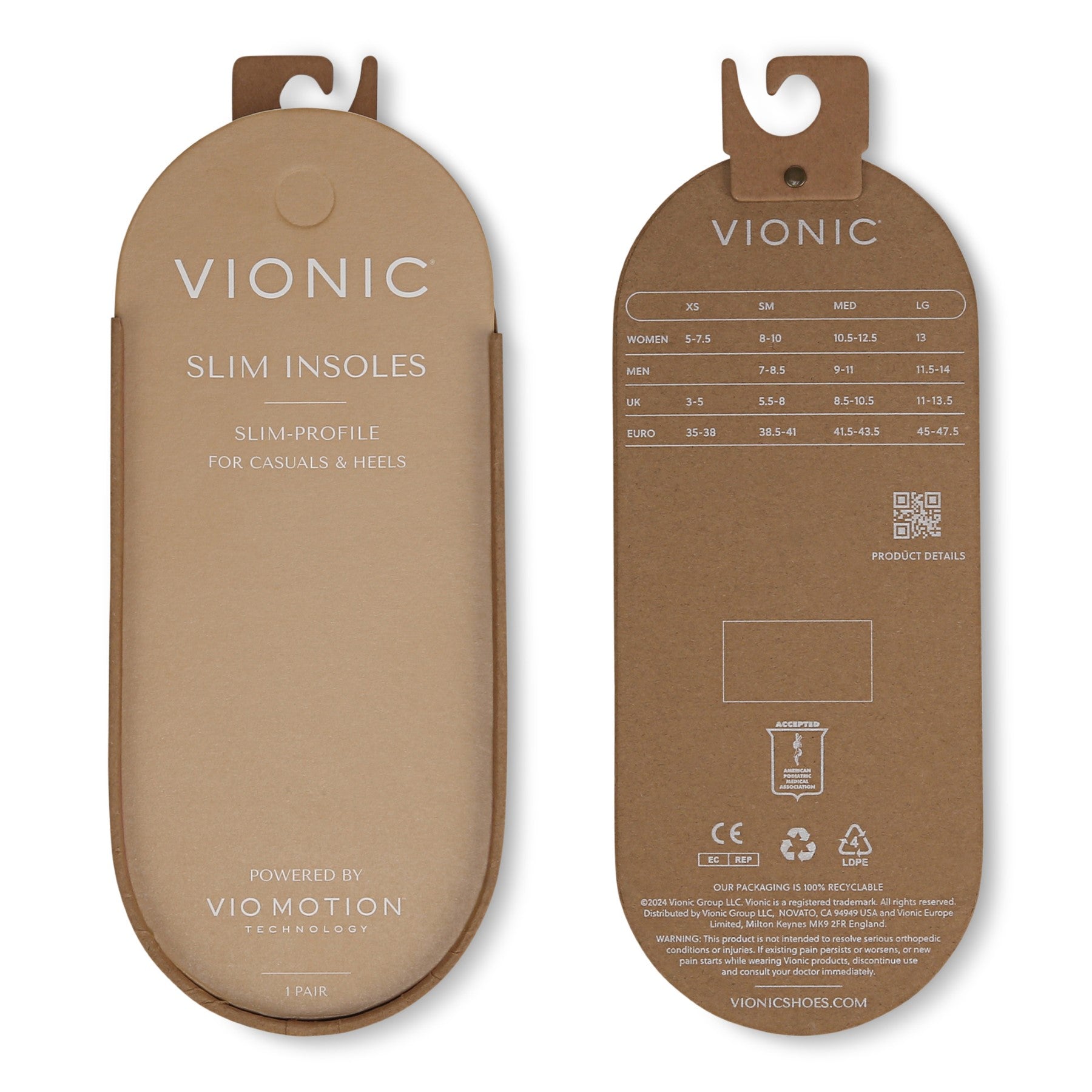 Vionic Slim Fit Orthotic Insoles - Support for Dress Shoes & Heels - One Color - Bottom
